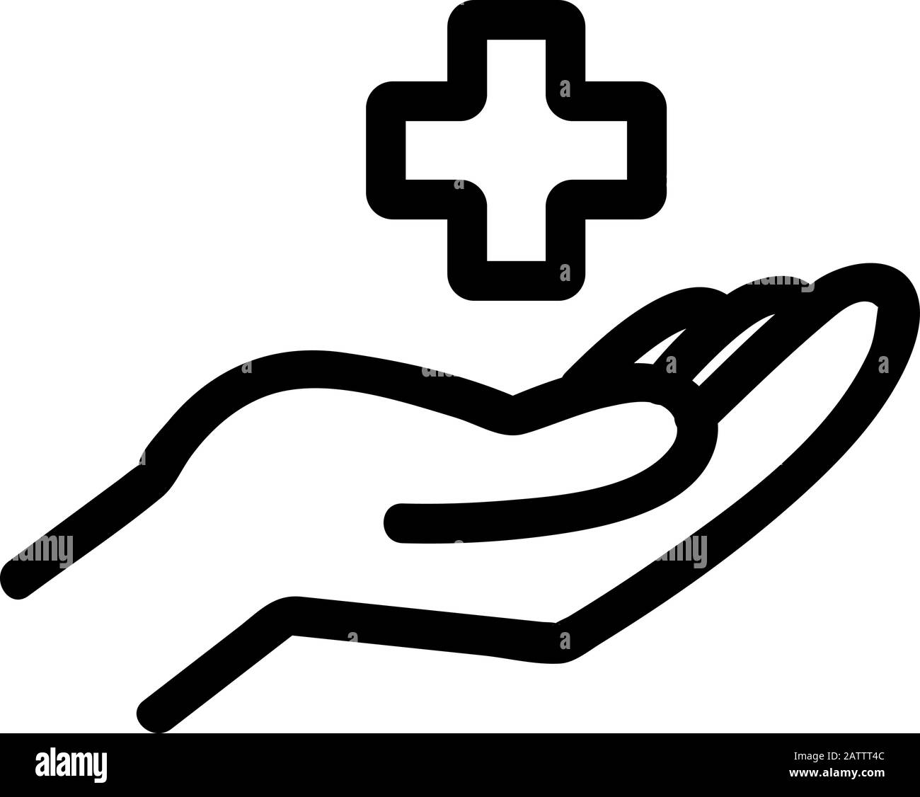vecteur d'icône de main et de croix. Illustration du symbole de contour isolé Illustration de Vecteur