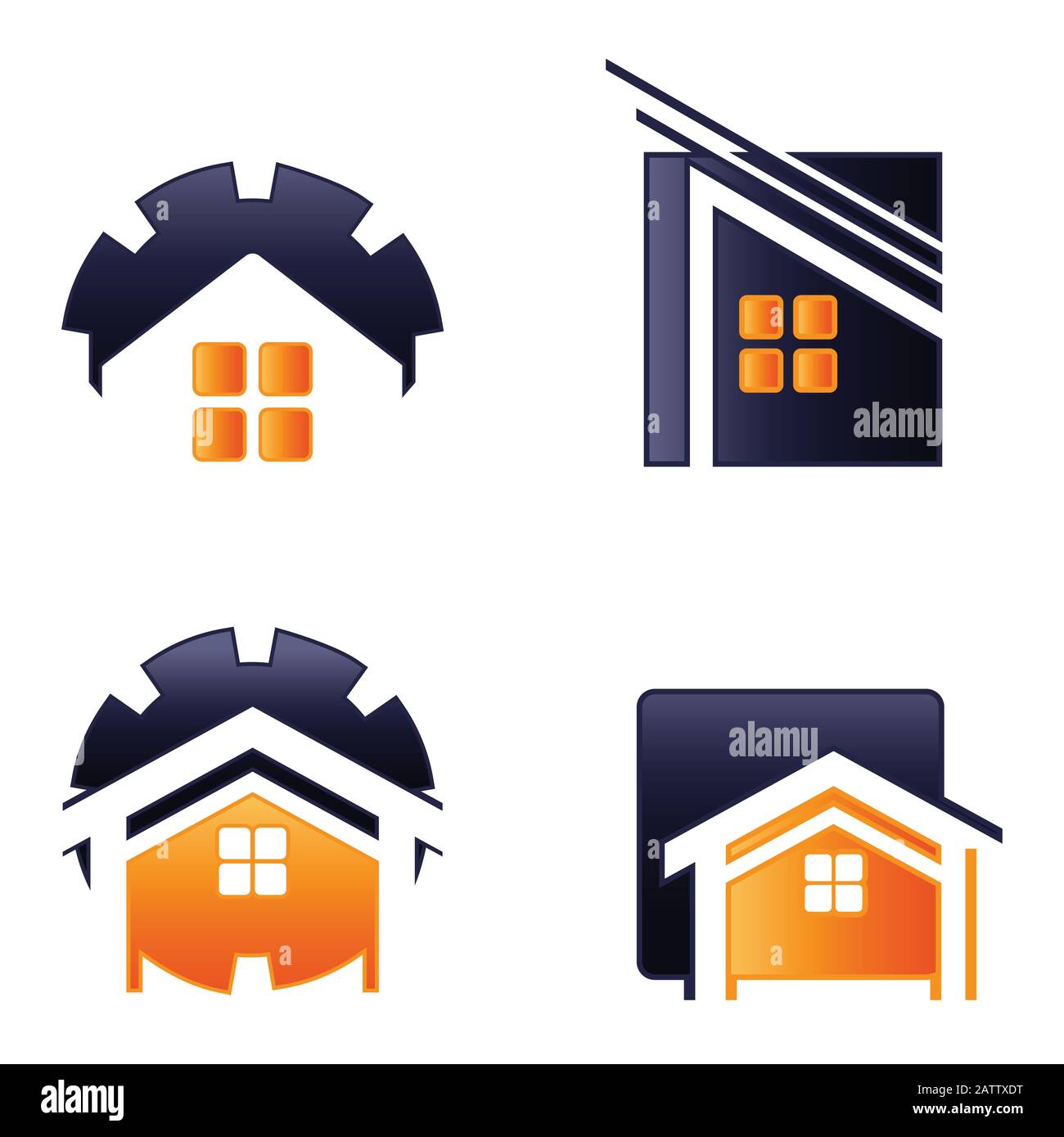 House Abstract Set Immobilier Campagne Logo Modèle De Conception Pour La Société. Création D'Une Silhouette Vectorielle. Illustration de Vecteur