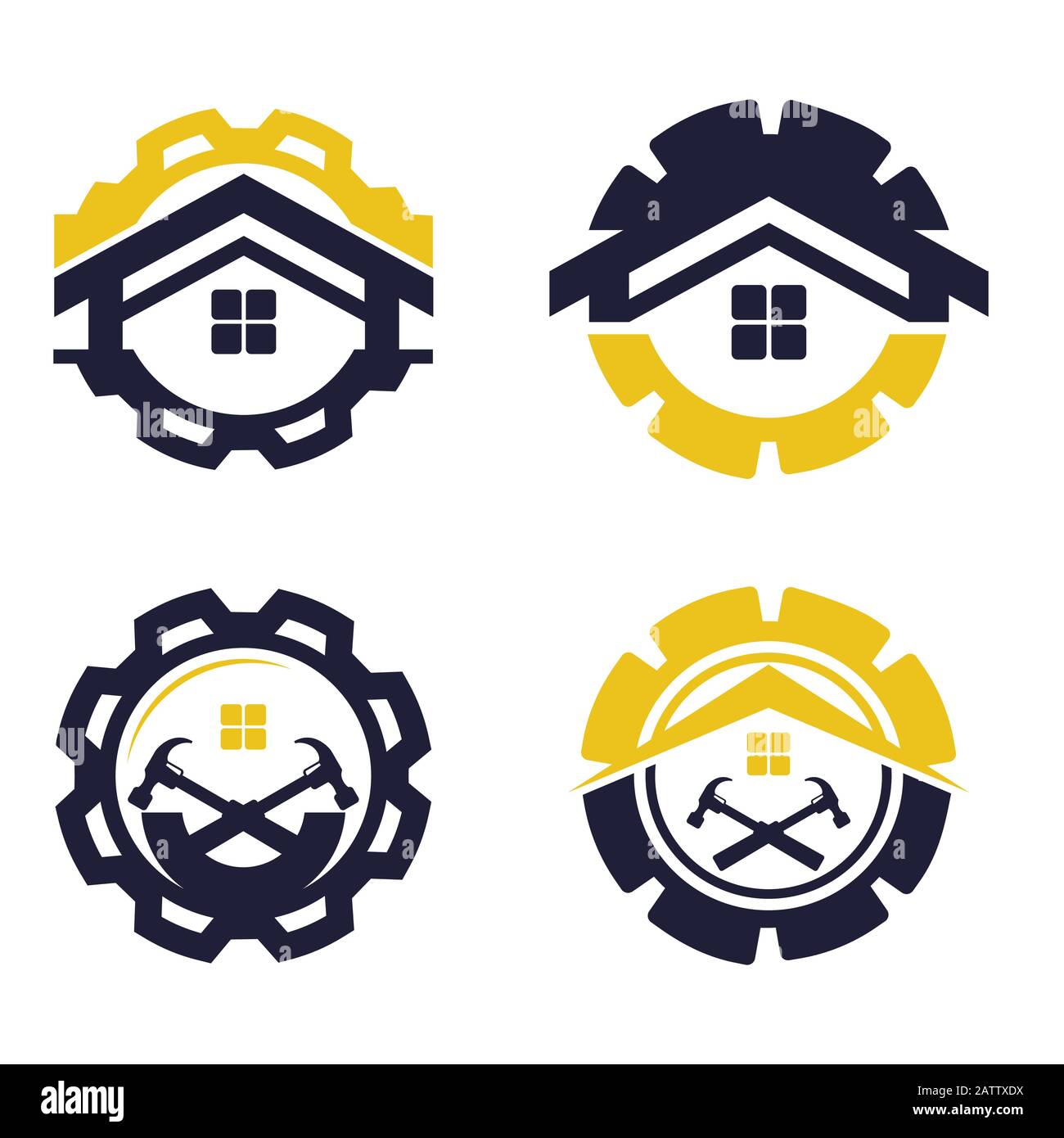House Abstract Set Immobilier Campagne Logo Modèle De Conception Pour La Société. Création D'Une Silhouette Vectorielle. Illustration de Vecteur