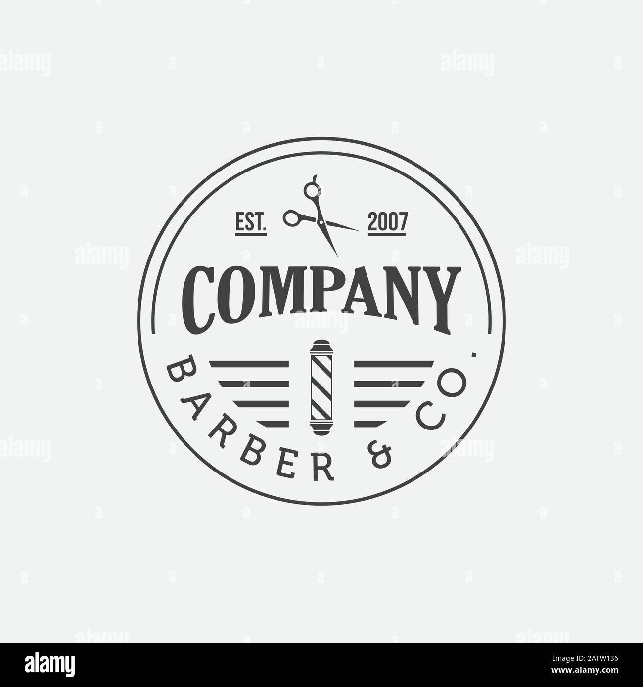 Logo du barbershop et illustration de l'étiquette et du badge vintage du barbier Illustration de Vecteur