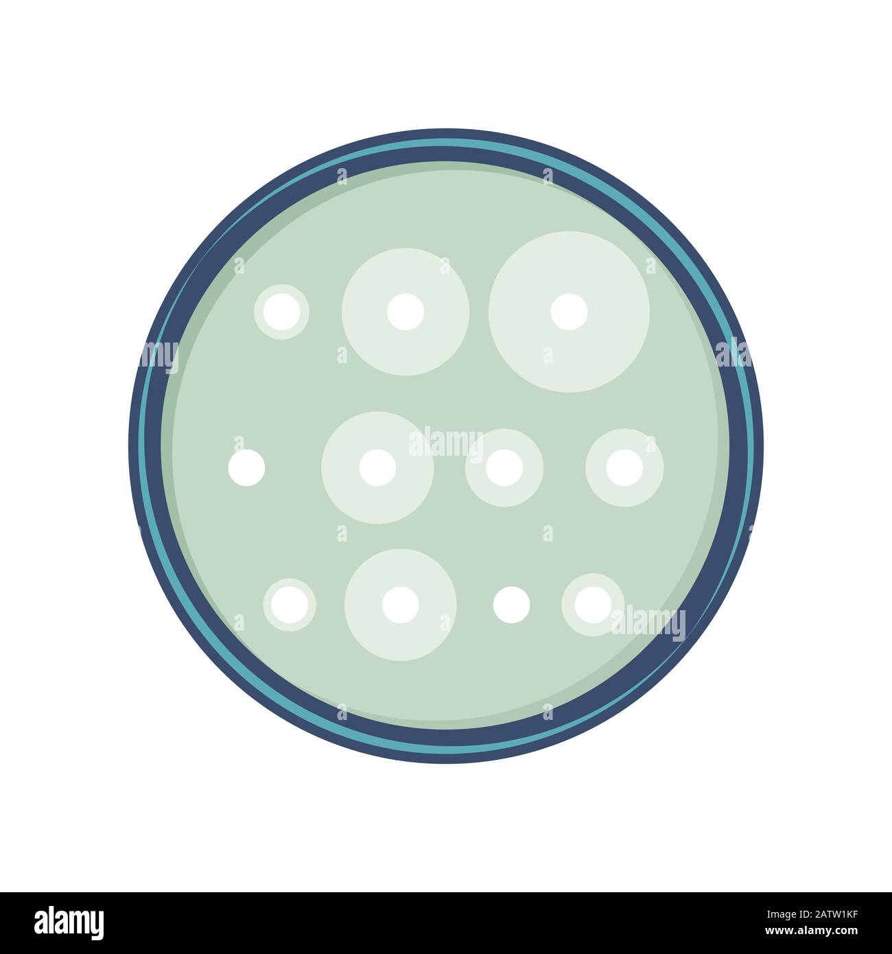 Analyse de sensibilité aux antibiotiques des bactéries dans la boîte de pétri, conception vectorielle plate. Illustration de Vecteur