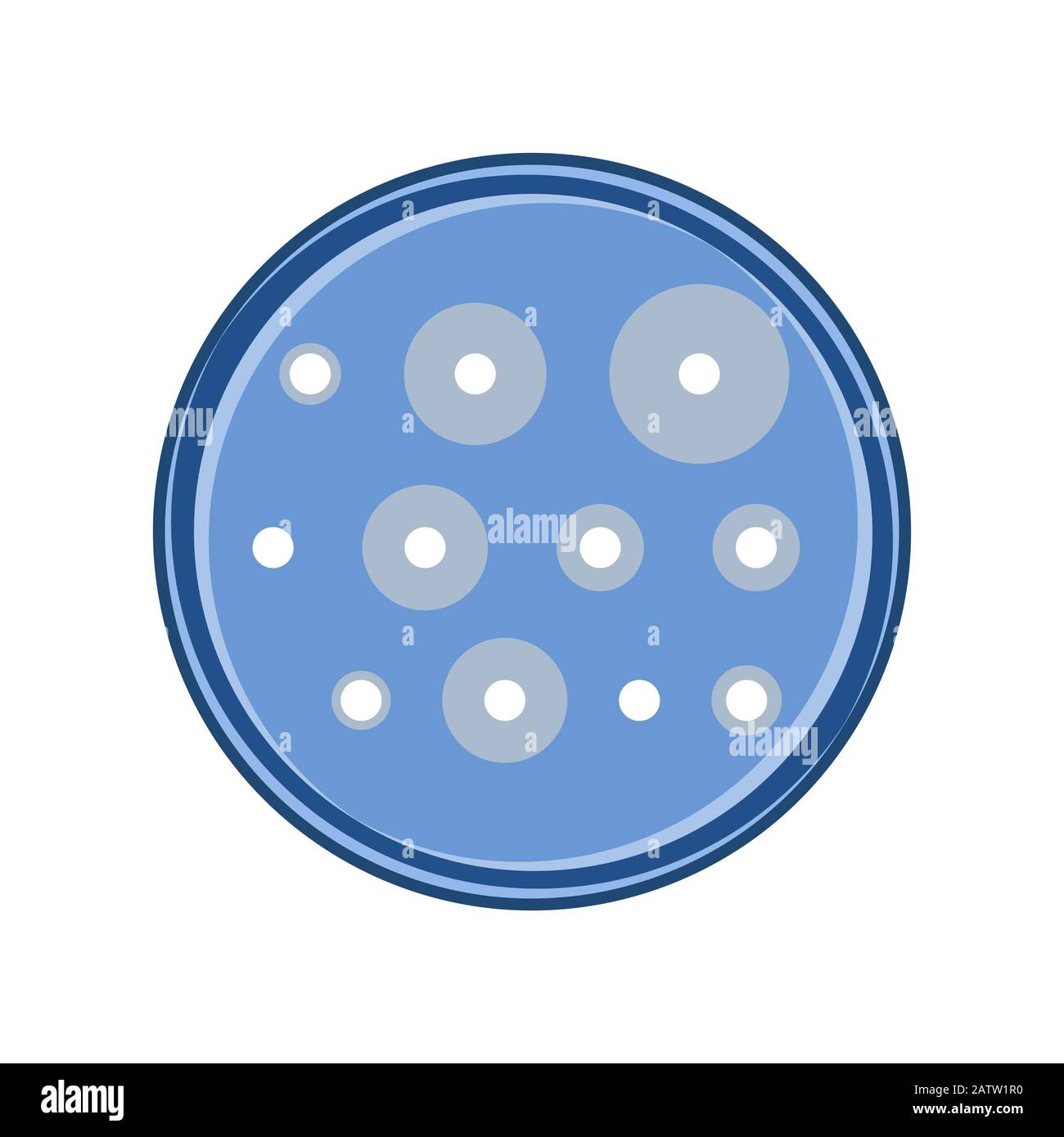 Analyse de sensibilité aux antibiotiques des bactéries dans la boîte de pétri, conception vectorielle plate. Illustration de Vecteur