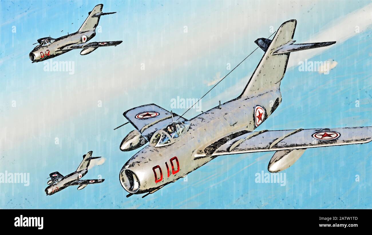 Le sabre F-86 de l'Amérique du Nord, parfois appelé Sabrejet, est un avion de chasse au jet transonique. Banque D'Images