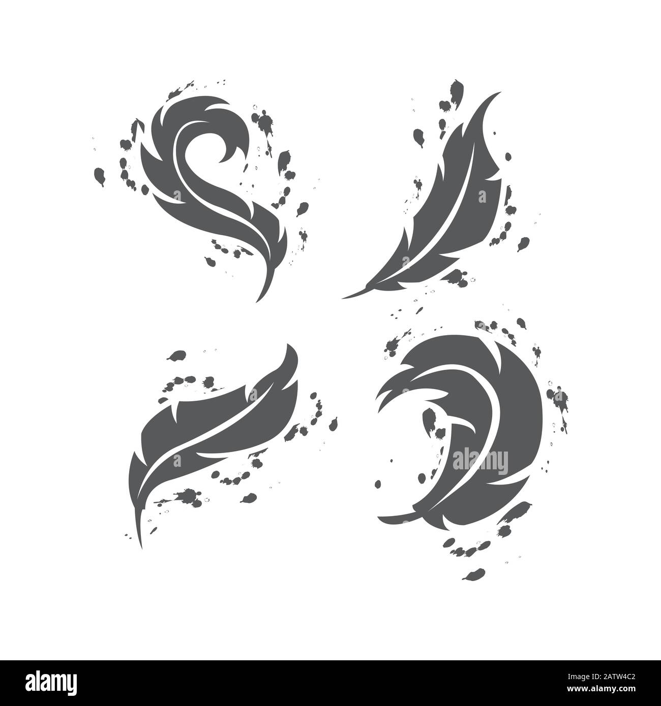 Plumes noires, sur fond blanc. Plumes sur fond blanc, plumes noires Illustration de Vecteur