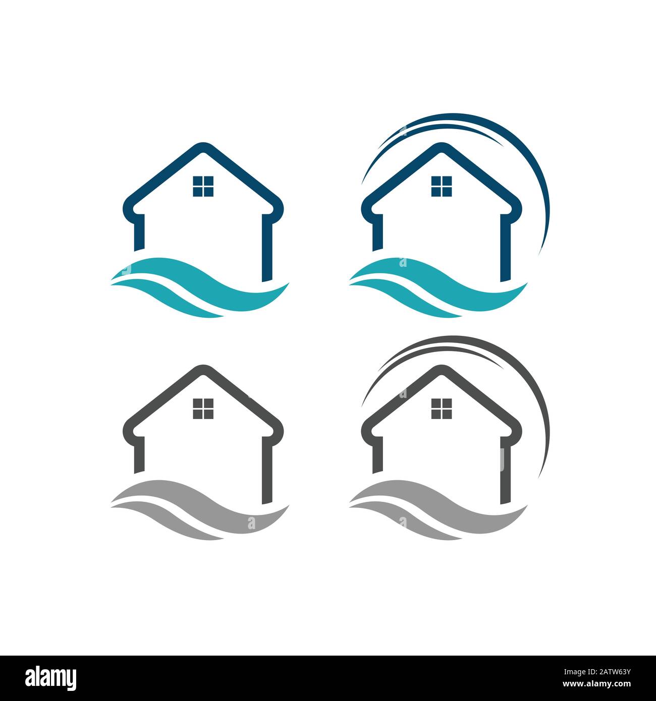 le logo de la maison symbolise le marché immobilier de flux Illustration de Vecteur