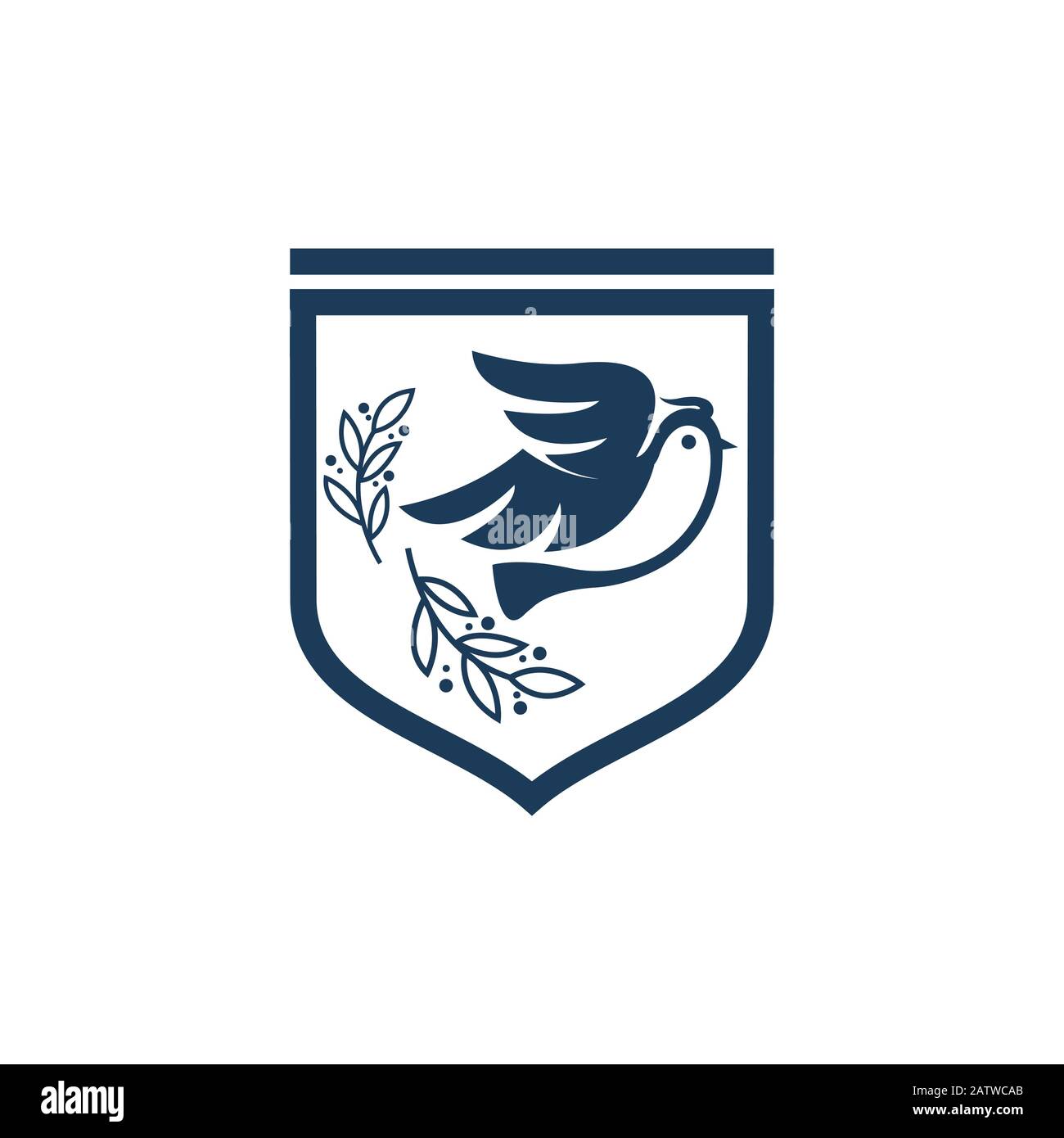 Motif oiseau volant avec logo Shield modèle vectoriel abstrait style linéaire sur fond blanc Illustration de Vecteur