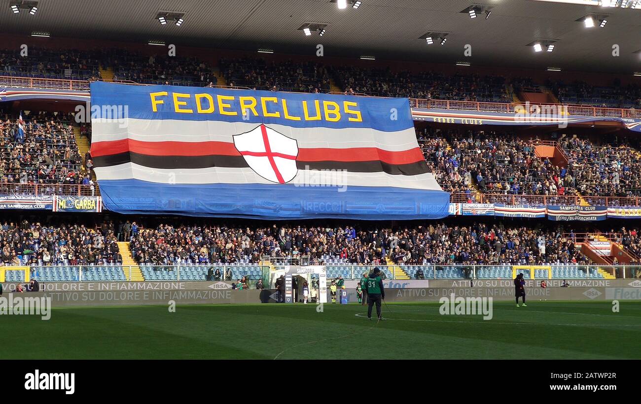 GÊNES, ITALIE, 26 JANVIER 2020 - U.C. Sampdoria fans avant un match de football, dans Luigi Ferraris Stadium de Gênes, (Gênes) Italie. Banque D'Images