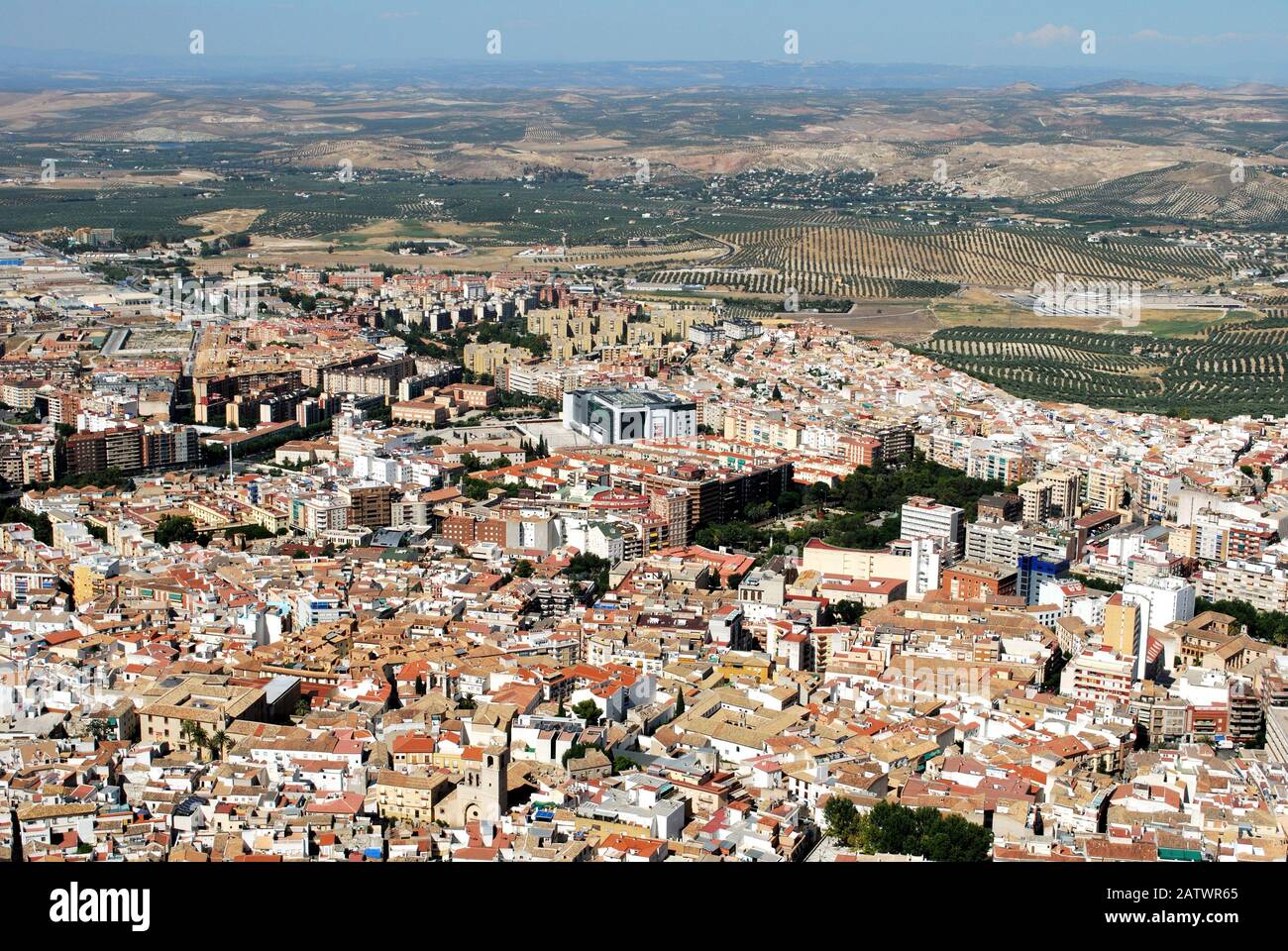 Vue sur les toits de la ville, Jaen, Jaen Province, Andalousie, Espagne, Europe occidentale. Banque D'Images