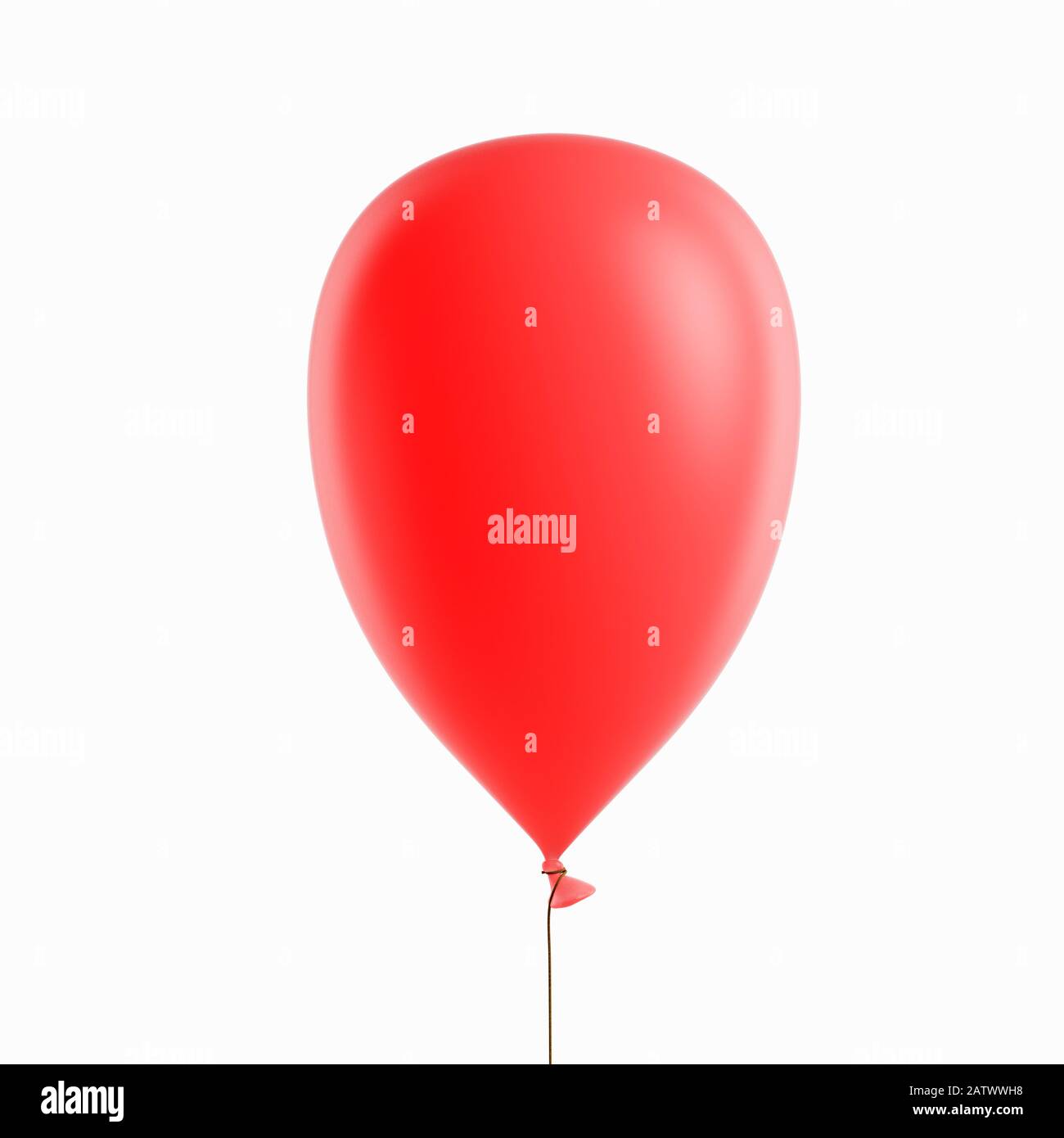 Ballon rouge gonflé sur fond blanc Banque D'Images