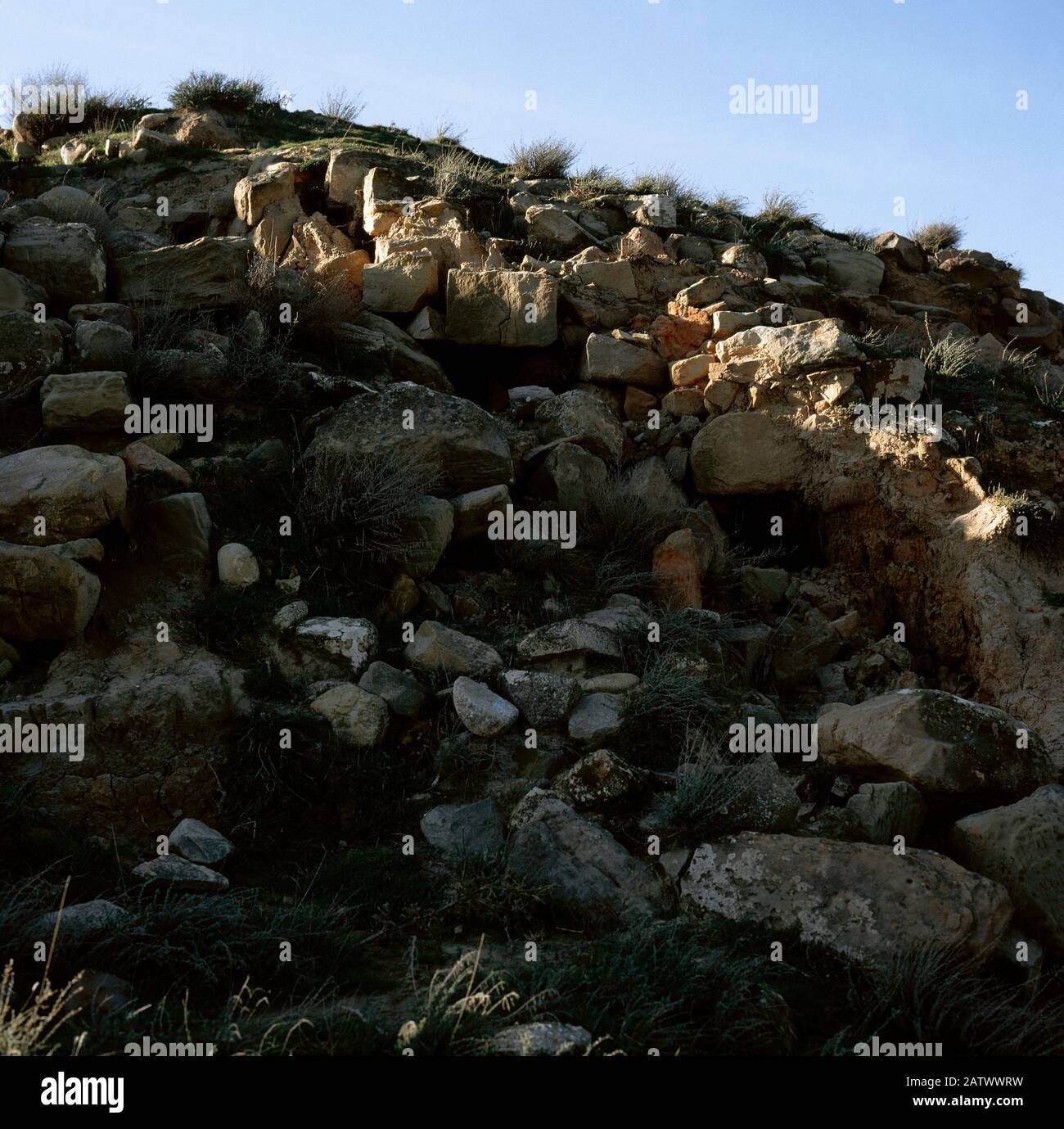 Site celtiberien de Partelapeña. Âge De Bronze Tardif - Âge De Fer Précoce. Vue partielle sur les ruines. El Redal, La Rioja, Espagne. Banque D'Images