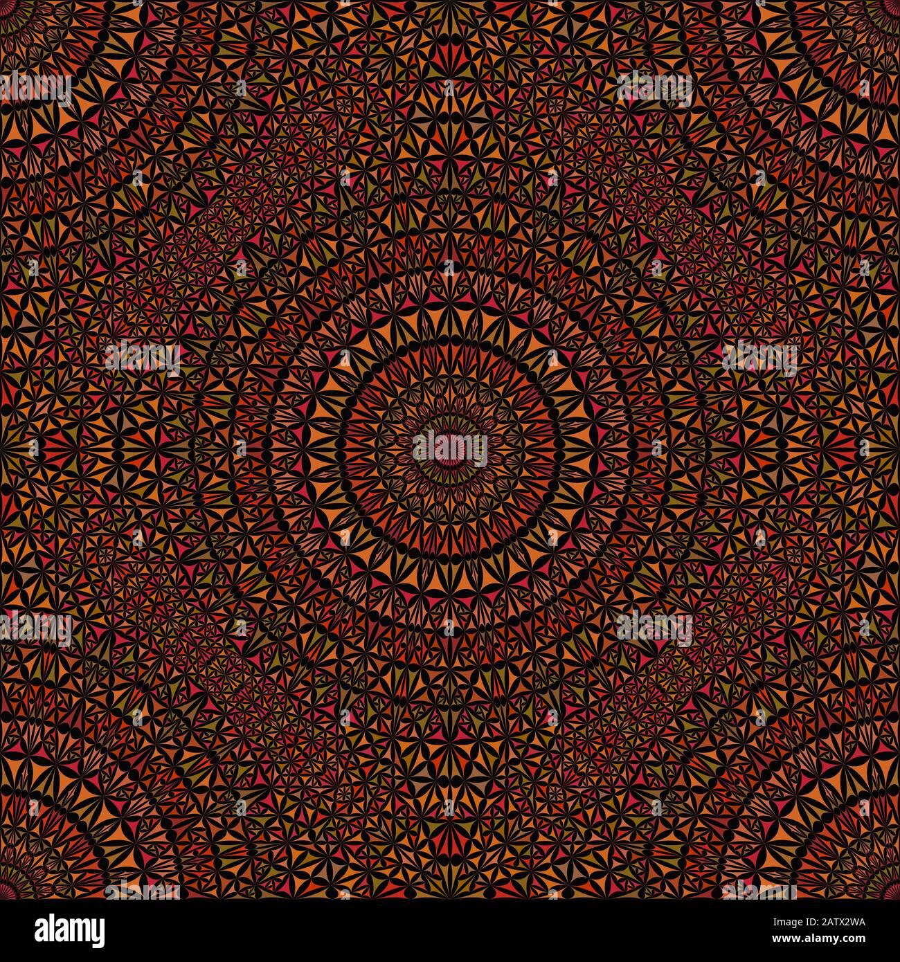 Motif mandala triangulaire sans couture orientale - kaléidoscope mosaïque géométrique brun bohème vectoriel dessin graphique d'arrière-plan Illustration de Vecteur