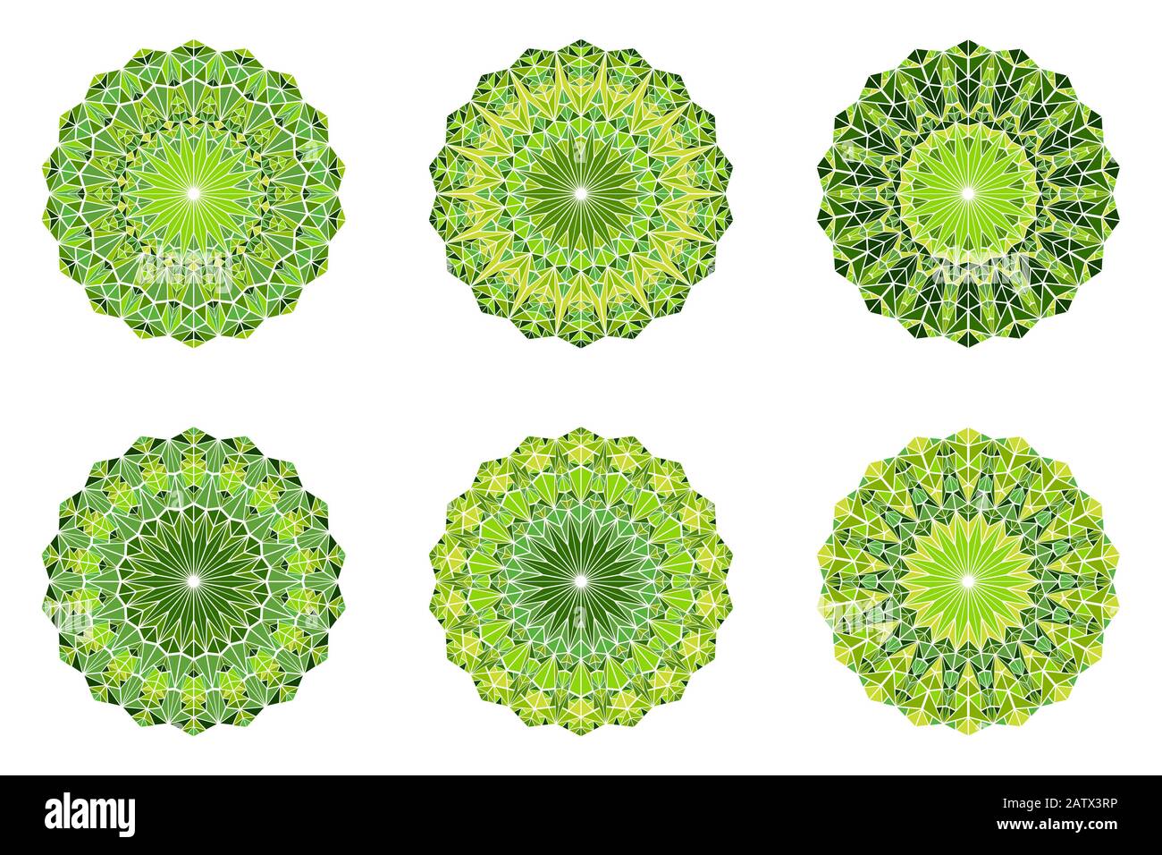 Ensemble mandala en mosaïque triangulaire orné - éléments vectoriels polygonaux circulaires abstraits Illustration de Vecteur