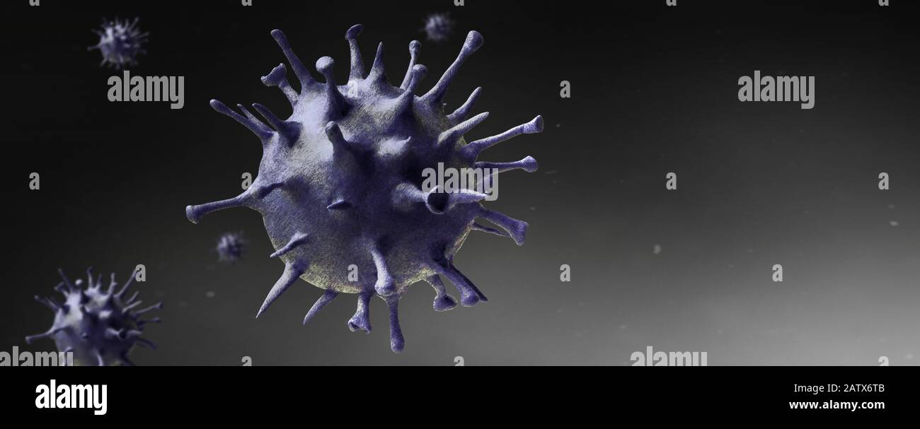 Vue microscopique des cellules du virus de l'influenza Banque D'Images