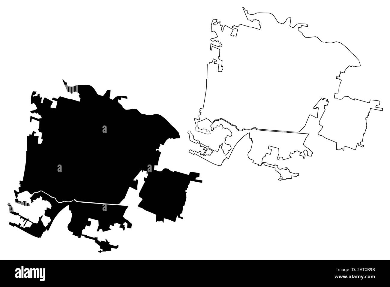 Padoue City (République italienne, Italie, Vénétie) illustration vectorielle de carte, esquisse de griffonnage Ville de Padoue carte Illustration de Vecteur