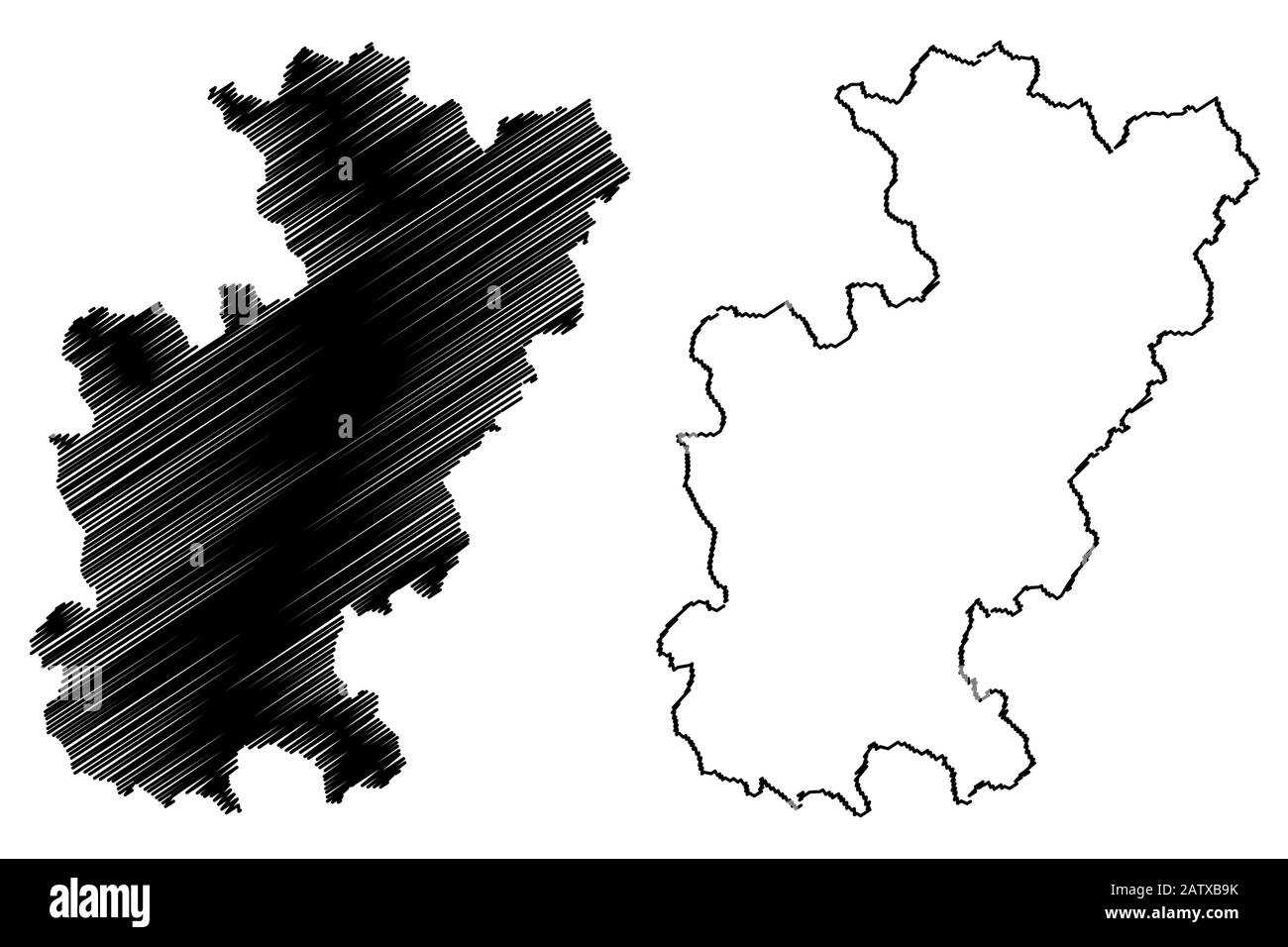 District de Gjilan (République du Kosovo et Metohija, Districts du Kosovo, République de Serbie) map vector illustration, scribble sketch carte de Gnjilane Illustration de Vecteur