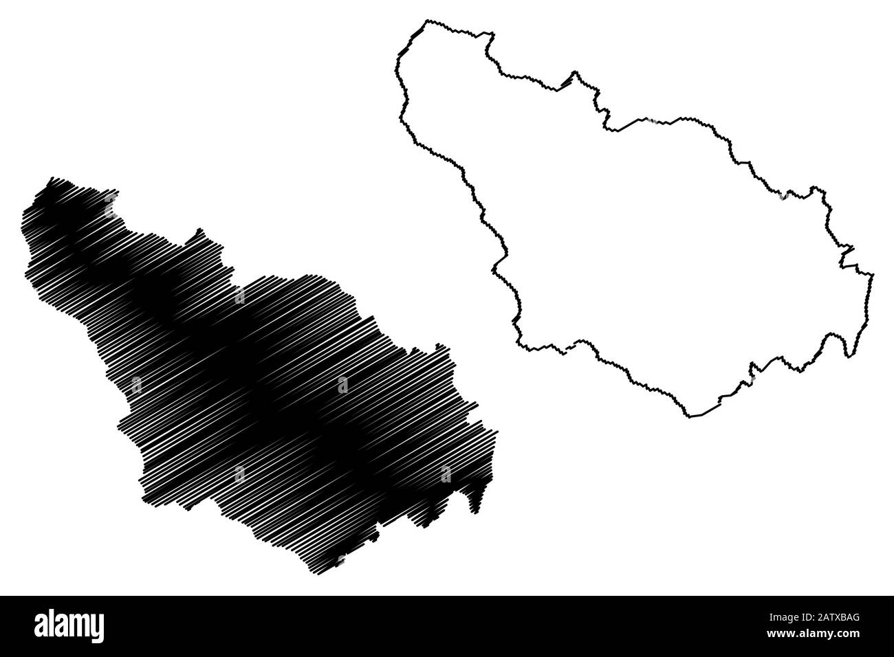 District de Gjakova (République du Kosovo et Metohija, Districts du Kosovo, République de Serbie) map vector illustration, scribble sketch carte Dakovica Illustration de Vecteur