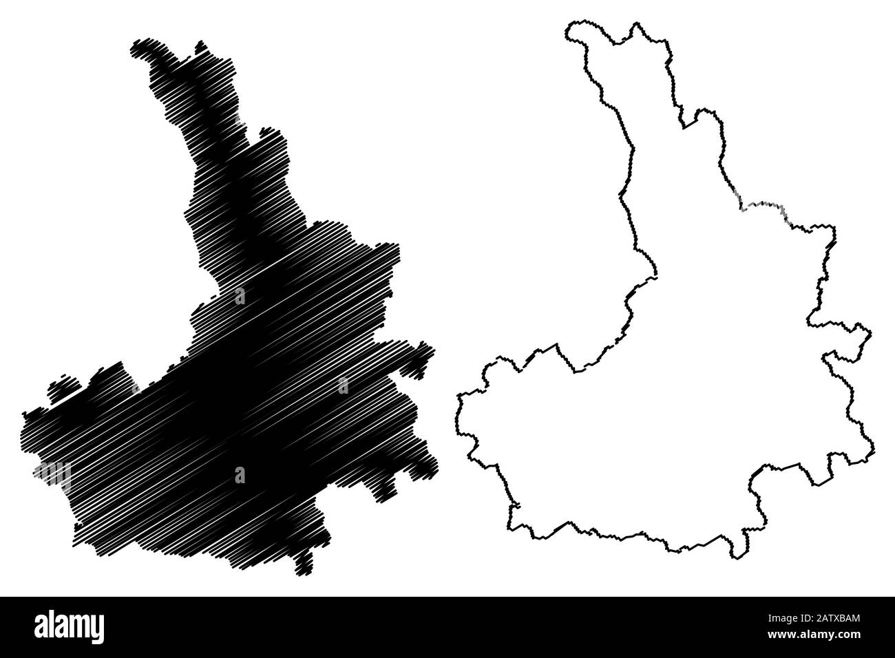 District de Pristina (République du Kosovo et Metohija, Districts du Kosovo, République de Serbie) map vector illustration, scribble sketch carte de Pristina Illustration de Vecteur