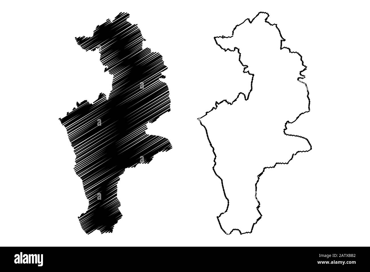 District de Prizren(République du Kosovo et Metohija, Districts du Kosovo, République de Serbie) map vector illustration, scribble sketch carte de Prizren Illustration de Vecteur