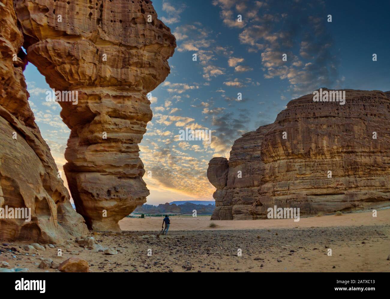 La beauté de la formation de roche de Madain saleh, rock dans la région d'Al Ula en Arabie Saoudite Banque D'Images