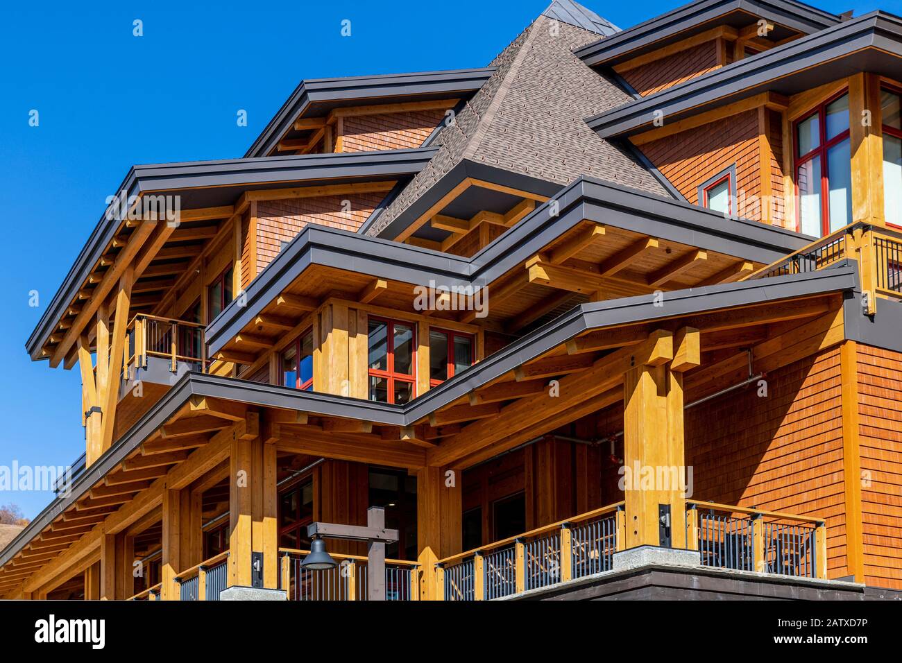 Le Lodge à la station de ski Spruce Peak. Banque D'Images