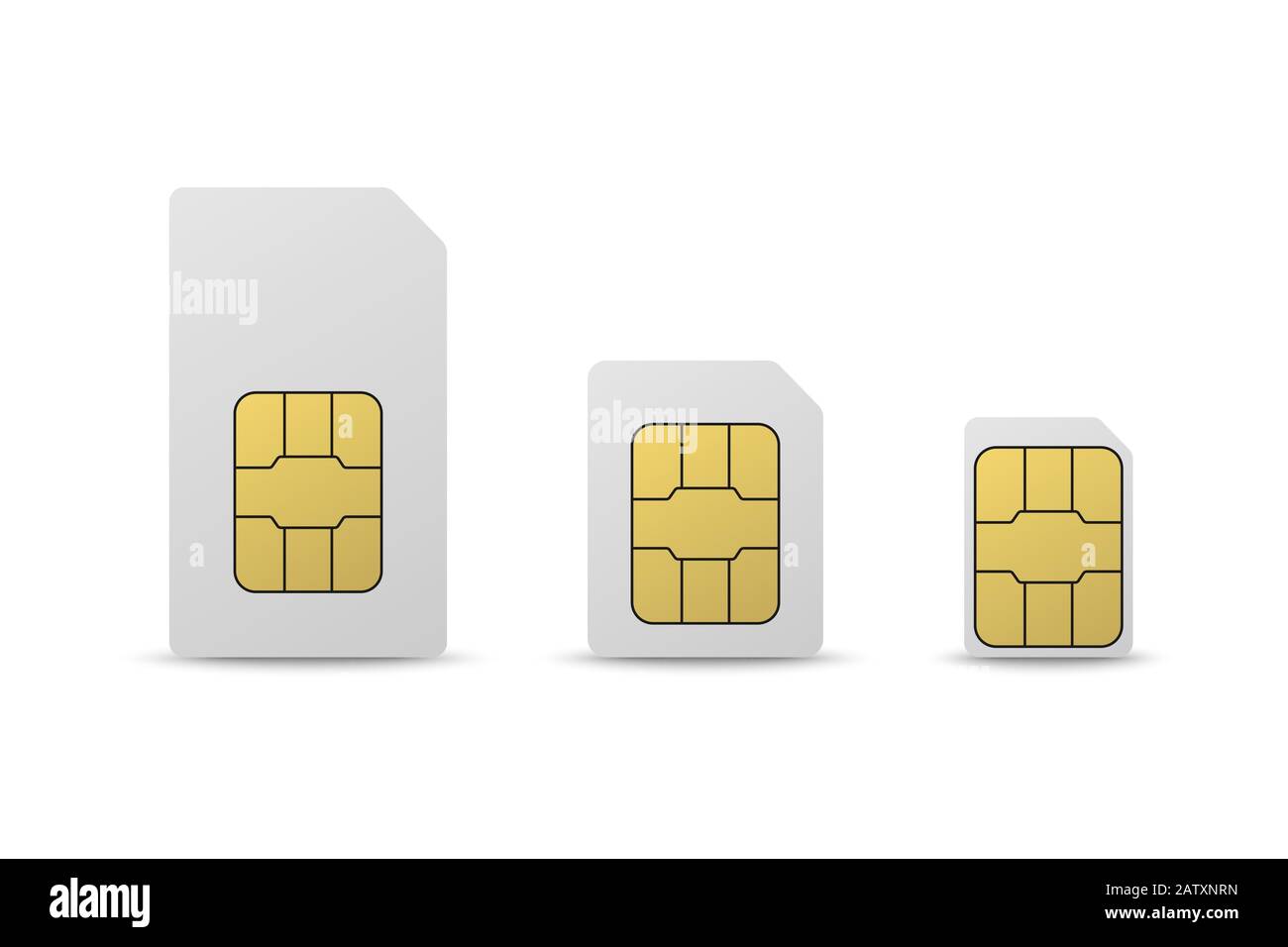 Jeu de cartes sim mobiles. Puce de carte siimcard de téléphone isolée Illustration de Vecteur