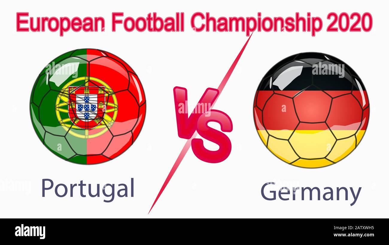 Championnat européen de football 2020, bannière, web design, match entre l'Allemagne et le Portugal Illustration de Vecteur