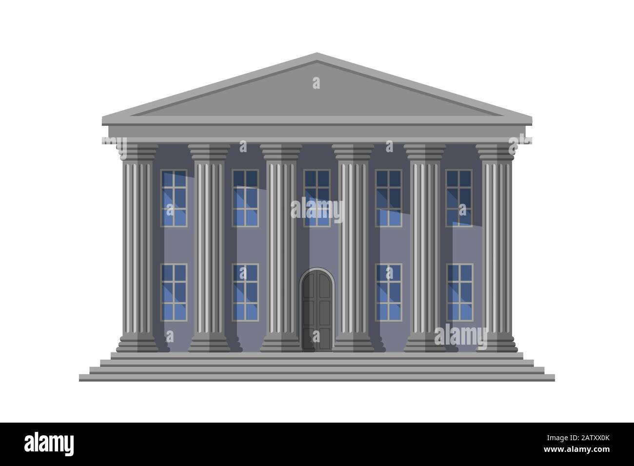 bâtiment public rétro avec colonnes et fenêtres Illustration de Vecteur