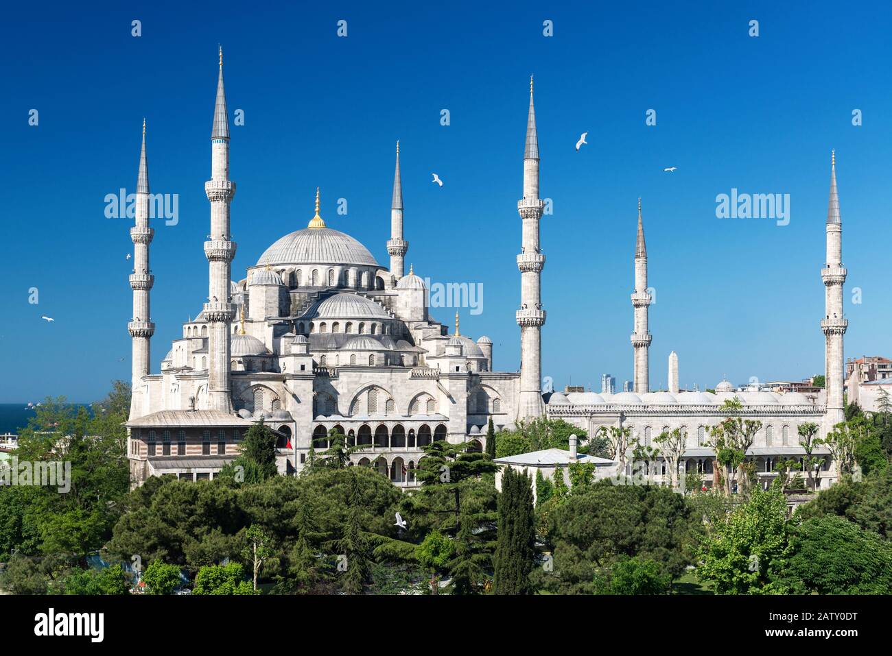 Vue sur la Mosquée Bleue (Sultanahmet Camii) à Istanbul, Turquie Banque D'Images