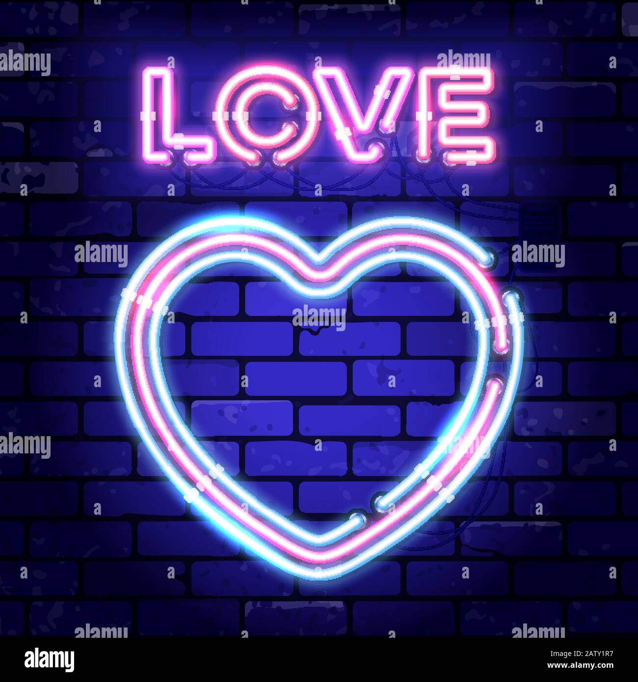 Panneau De Signalisation Saint-Valentin Neon Illustration de Vecteur