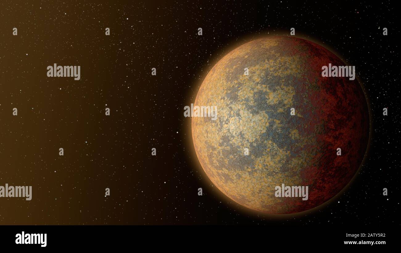 La présentation de cet artiste montre une apparence possible pour la planète HD 219134b, l'exoplanète rocheuse la plus proche confirmée à ce jour en dehors de notre solaire Banque D'Images