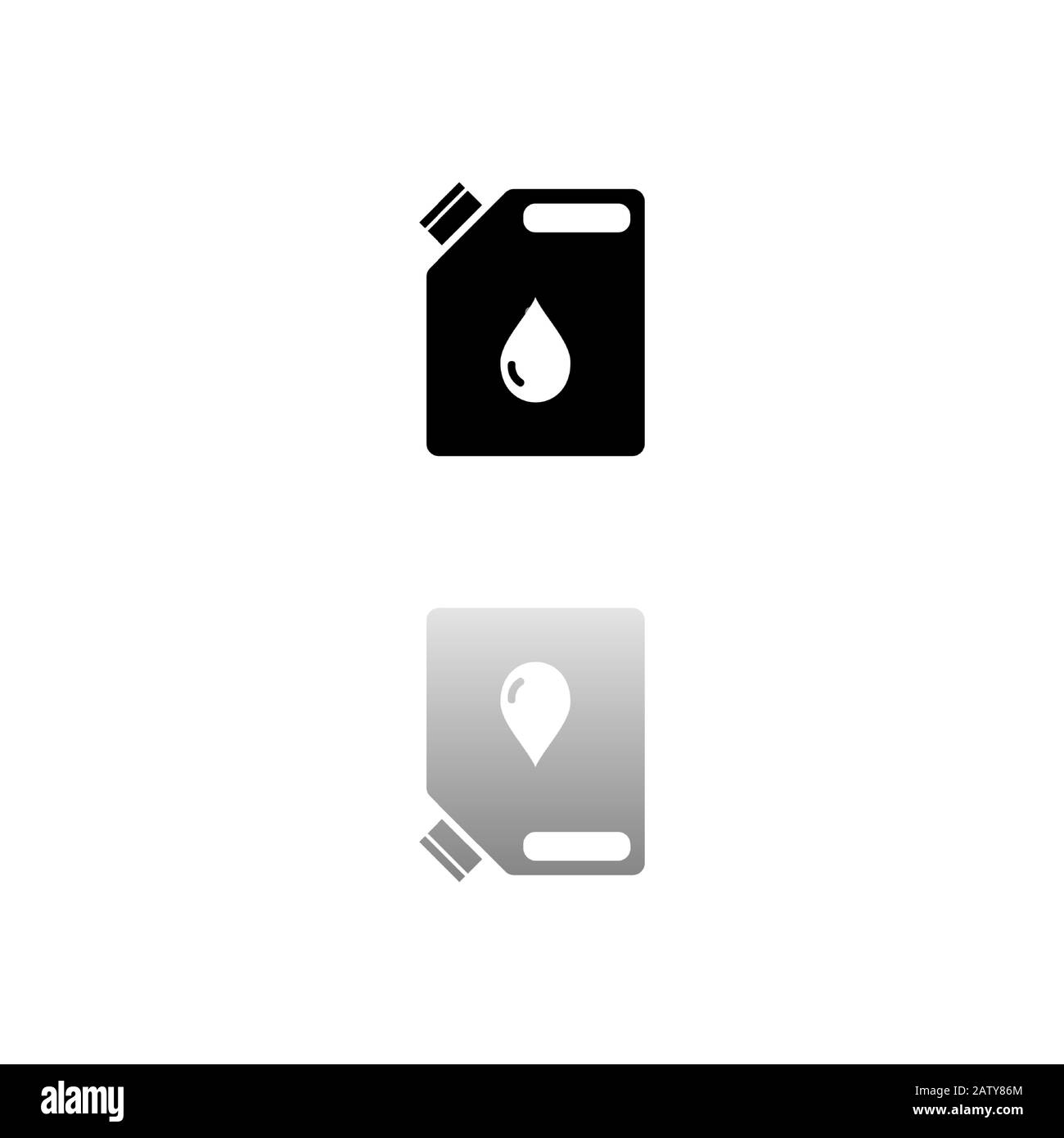 Huile de jerrycan. Symbole noir sur fond blanc. Illustration simple. Icône Vecteur Plat. Ombre De Réflexion Miroir. Peut être utilisé dans le logo, le Web, le mobile et Illustration de Vecteur
