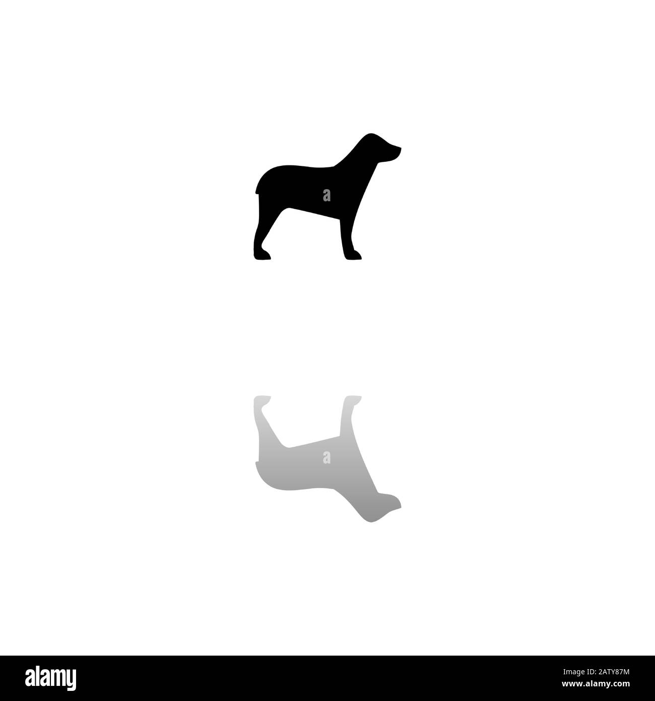 Chien. Symbole noir sur fond blanc. Illustration simple. Icône Vecteur Plat. Ombre De Réflexion Miroir. Peut être utilisé dans logo, Web, mobile et UI UX pro Illustration de Vecteur