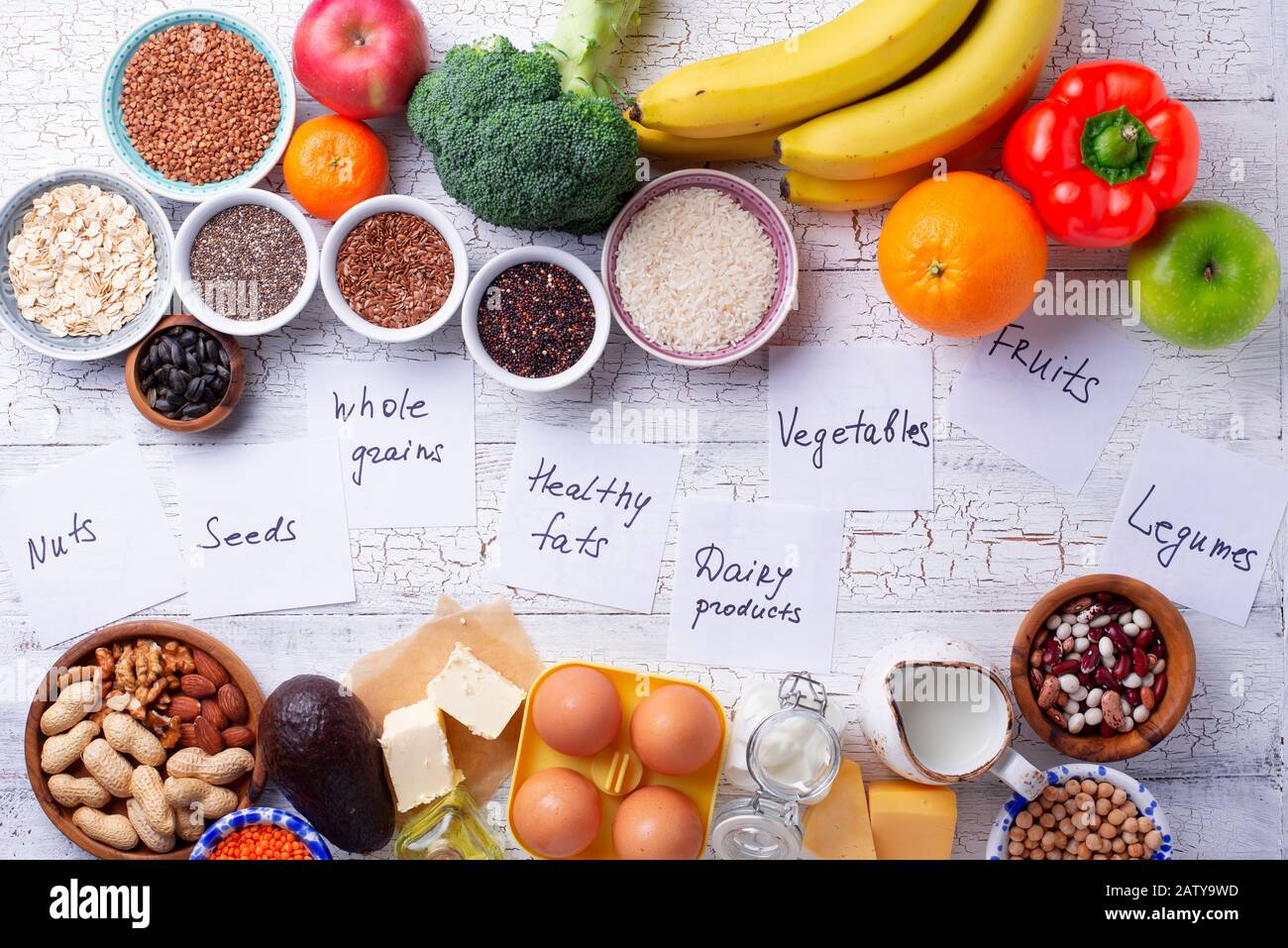 Ovo-lacto végétarien régime sain concept. Banque D'Images