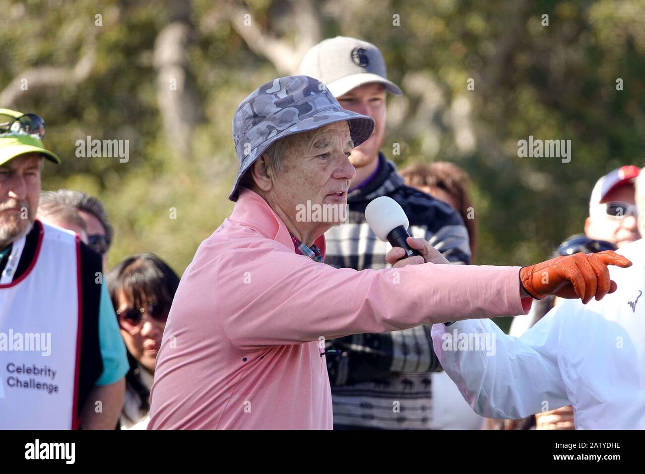 Pebble Beach, États-Unis. 05 février 2020. Monterey, Californie, États-Unis le 5 février 2020 Bill Murray dirige la galerie au 3 M Celebrity Challenge pour leurs différents organismes de bienfaisance avant l'événement DE golf AT&T Pro-Am PGA à Pebble Beach Credit: Motofoto/Alay Live News Banque D'Images