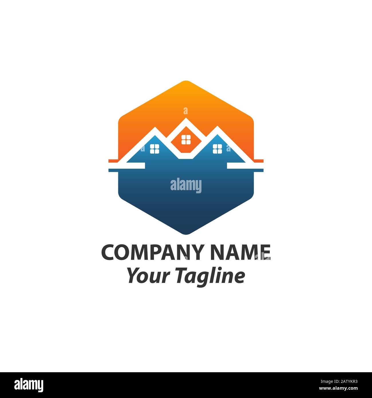 Modèle de conception de logo de maison abstrait. Signe immobilier haut de gamme. Protection universelle soins à domicile Immo Business Vector icône. Logique négative de l'idée d'espace Illustration de Vecteur