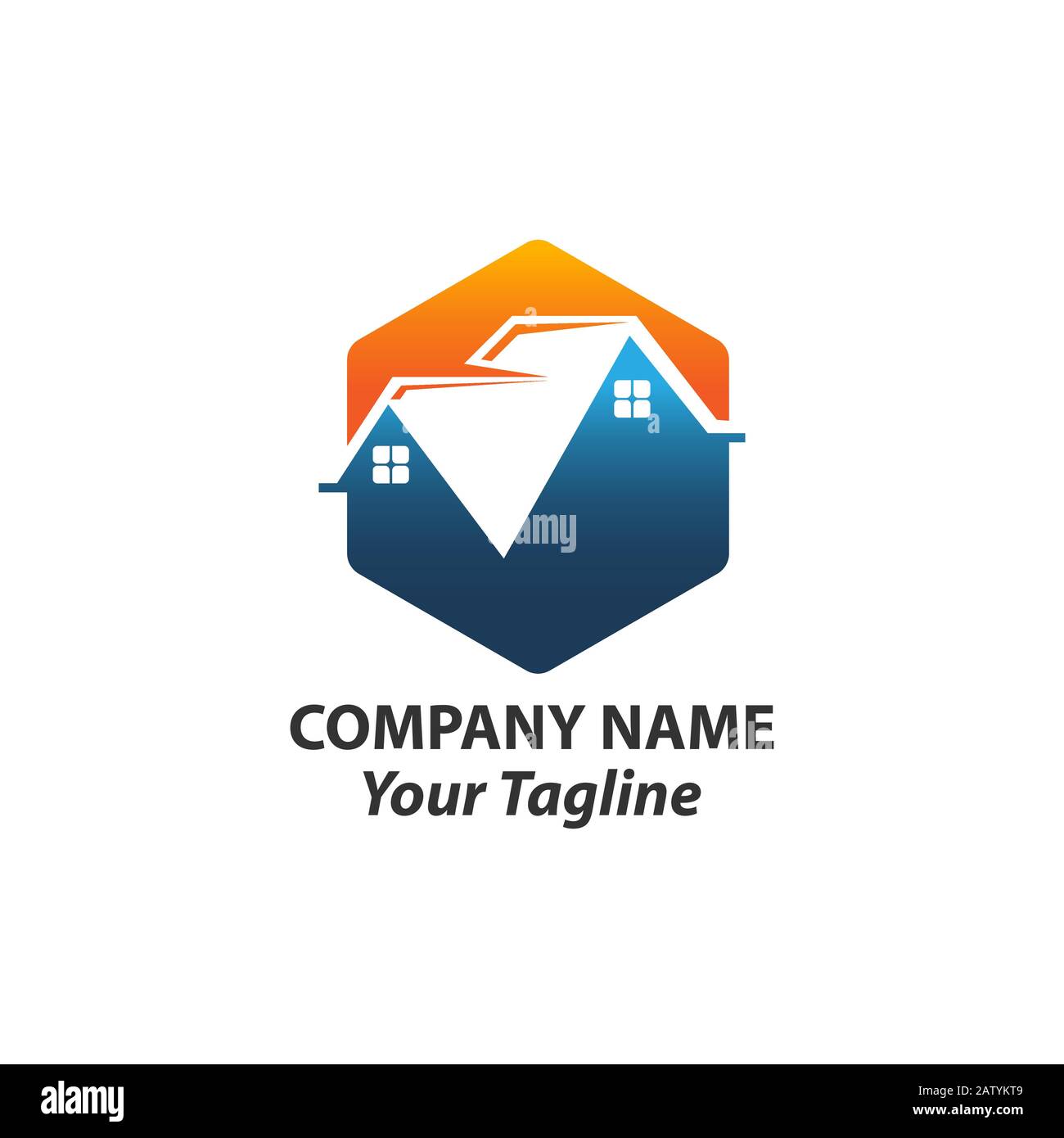 Modèle de conception de logo de maison abstrait. Signe immobilier haut de gamme. Protection universelle soins à domicile Immo Business Vector icône. Logique négative de l'idée d'espace Illustration de Vecteur