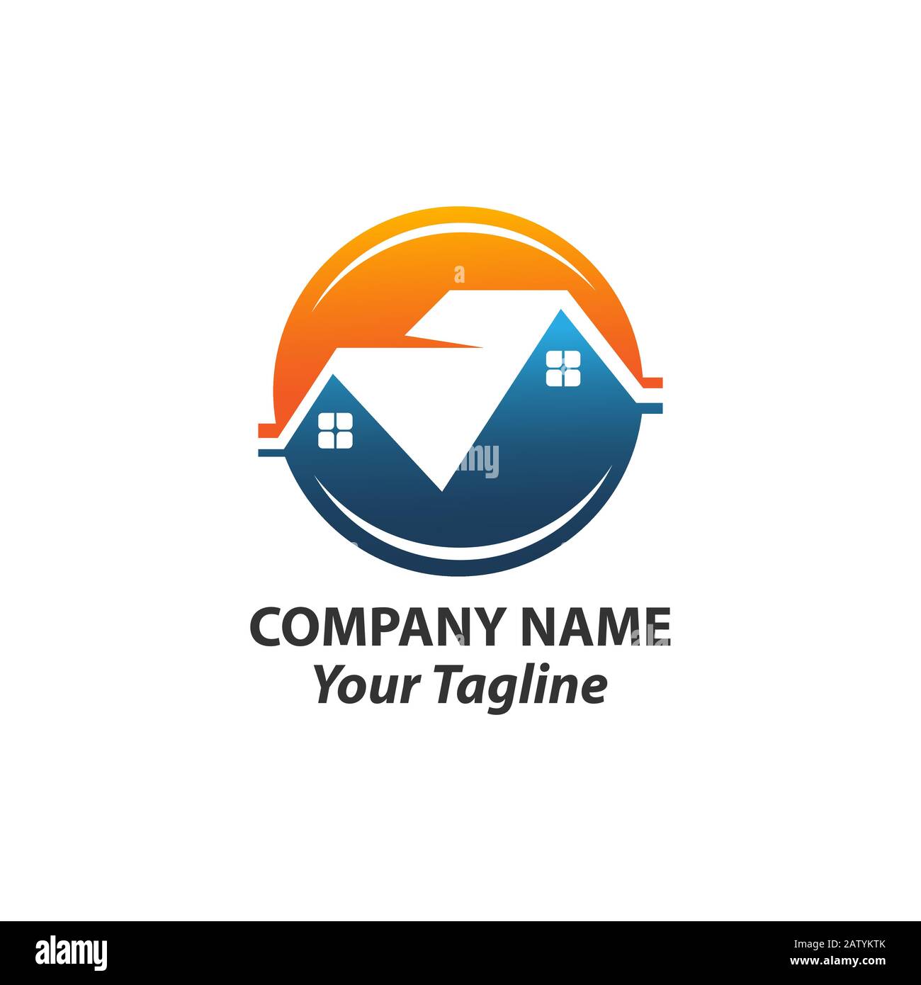 Modèle de conception de logo de maison abstrait. Signe immobilier haut de gamme. Protection universelle soins à domicile Immo Business Vector icône. Logique négative de l'idée d'espace Illustration de Vecteur