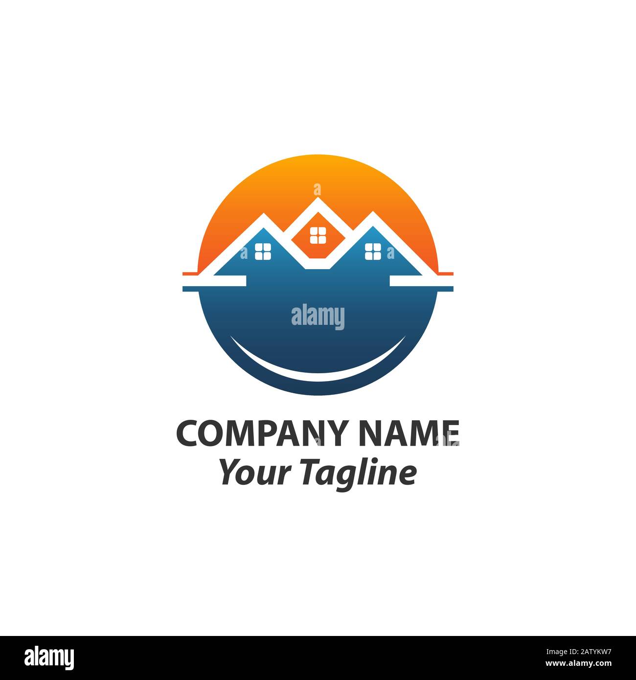 Modèle de conception de logo de maison abstrait. Signe immobilier haut de gamme. Protection universelle soins à domicile Immo Business Vector icône. Logique négative de l'idée d'espace Illustration de Vecteur