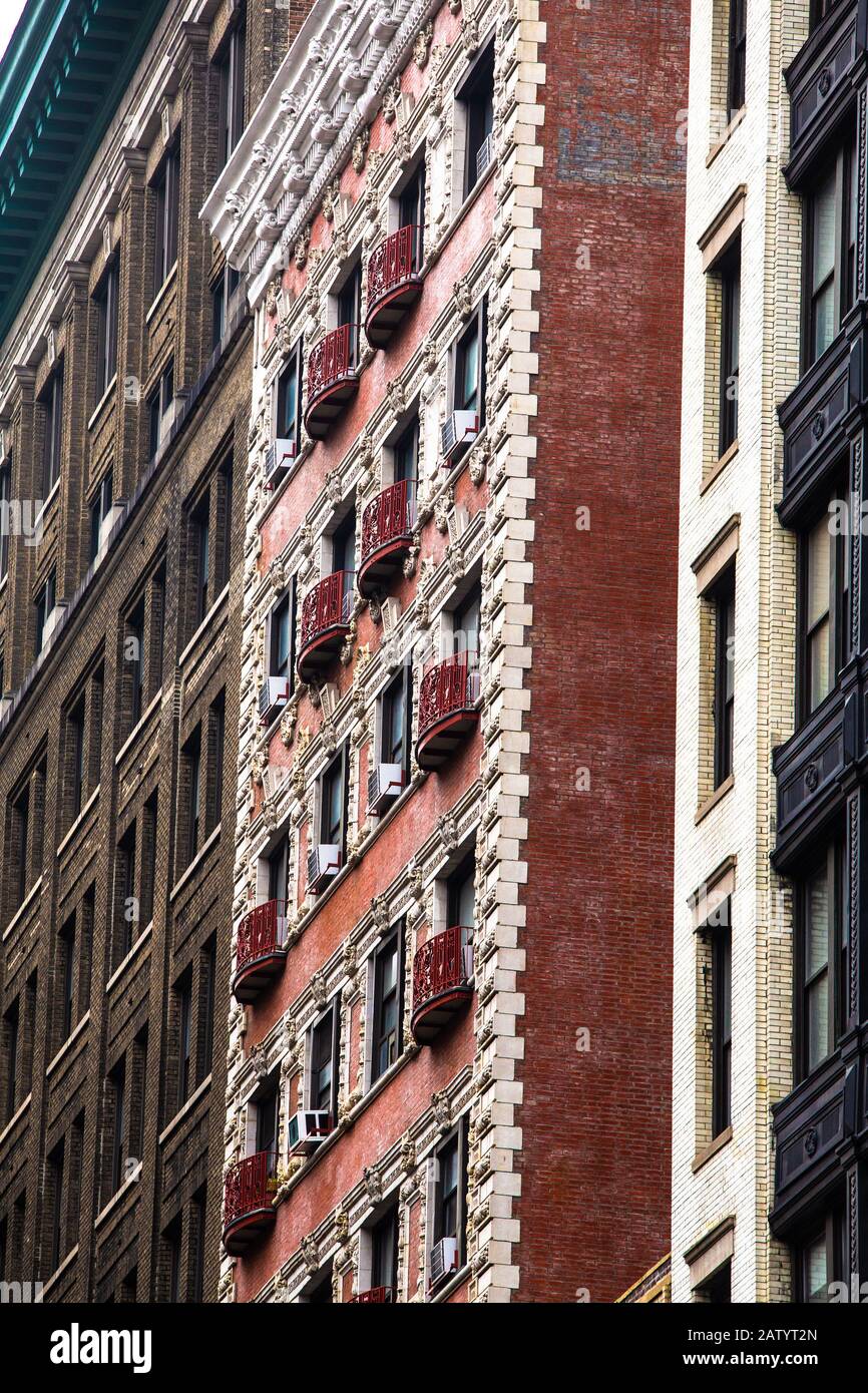 Architecture de l'immeuble d'appartements de New York vue de l'extérieur Banque D'Images