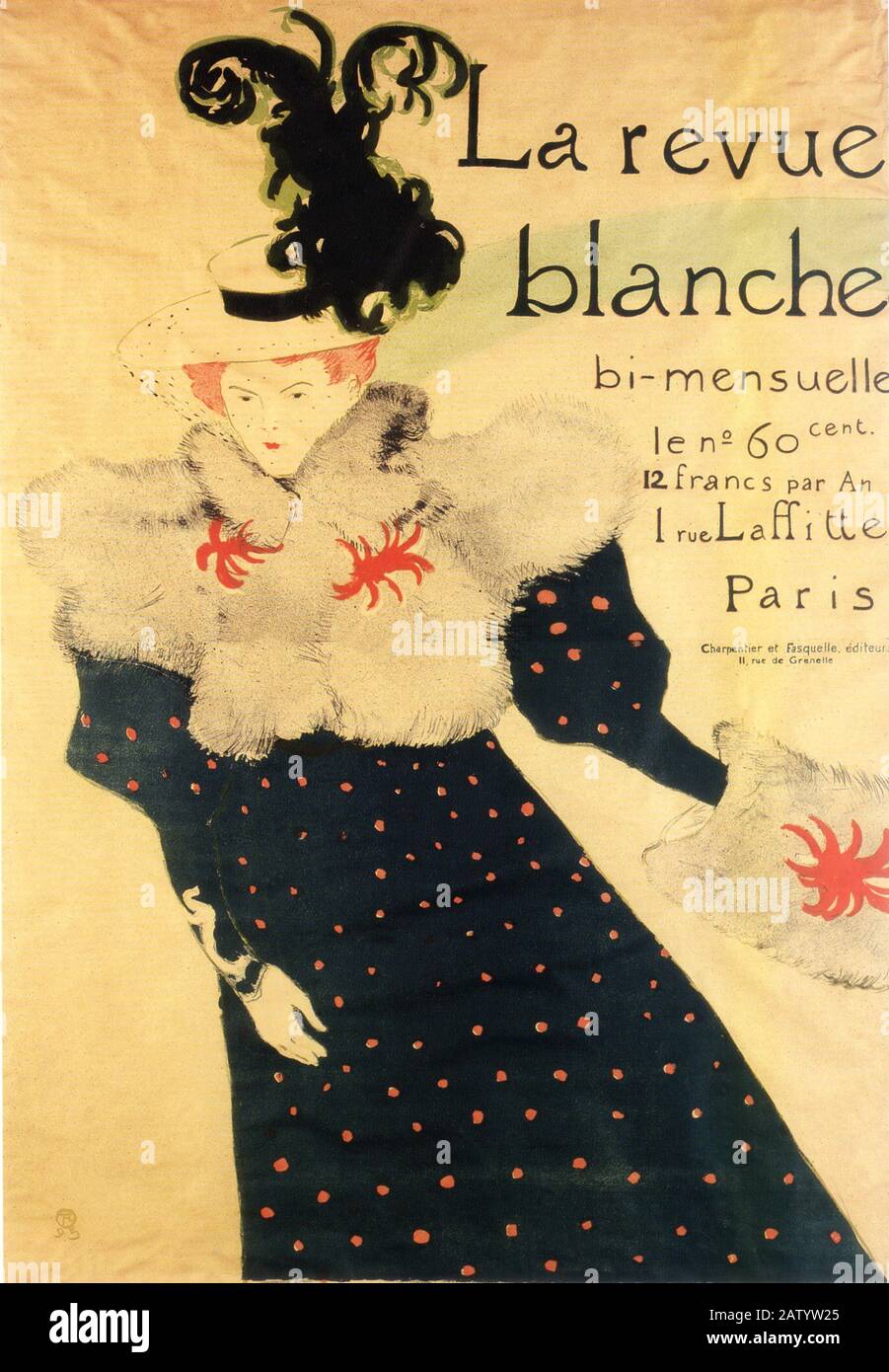 Le célèbre peintre français Henry de TOULOUSE - LAUTREC ( 1864 - 1901 ) : affiche publicitaire « la Revue Blanche » ( 1895 ) - PITTORE - ARTE - ART - Banque D'Images