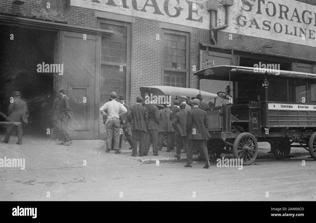 Les chauffeurs de camions de courrier américain frappent CA. 1913 Banque D'Images