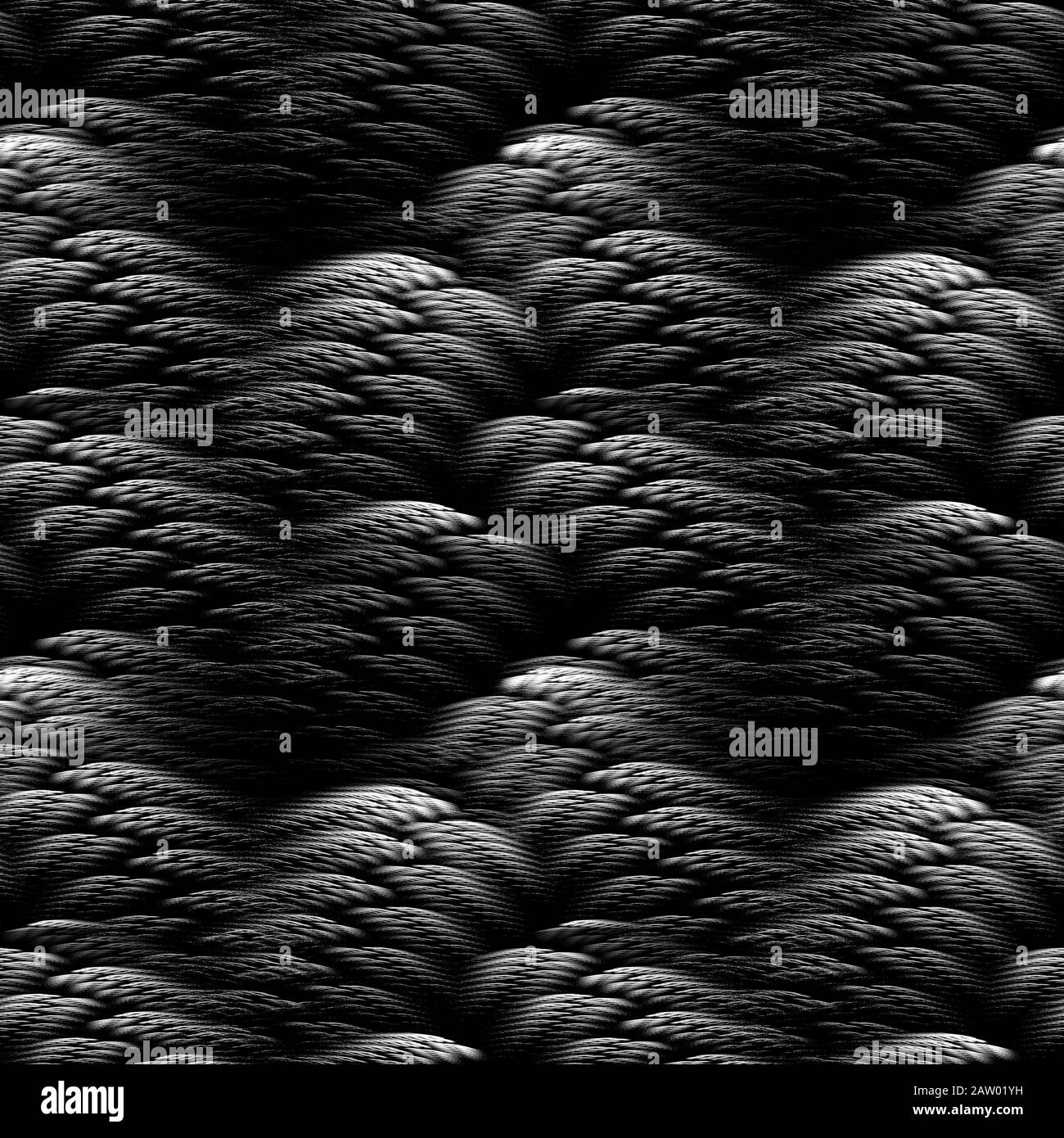 motif sans couture en noir et blanc de la texture des fibres de crochet de laine Banque D'Images