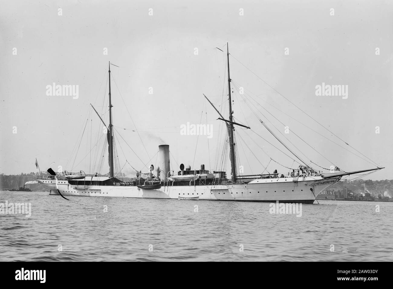 Yacht à vapeur d'Albert I, Prince de Monaco (1848-1922), peut-être lorsqu'il visitait New York City en septembre 1913. Banque D'Images