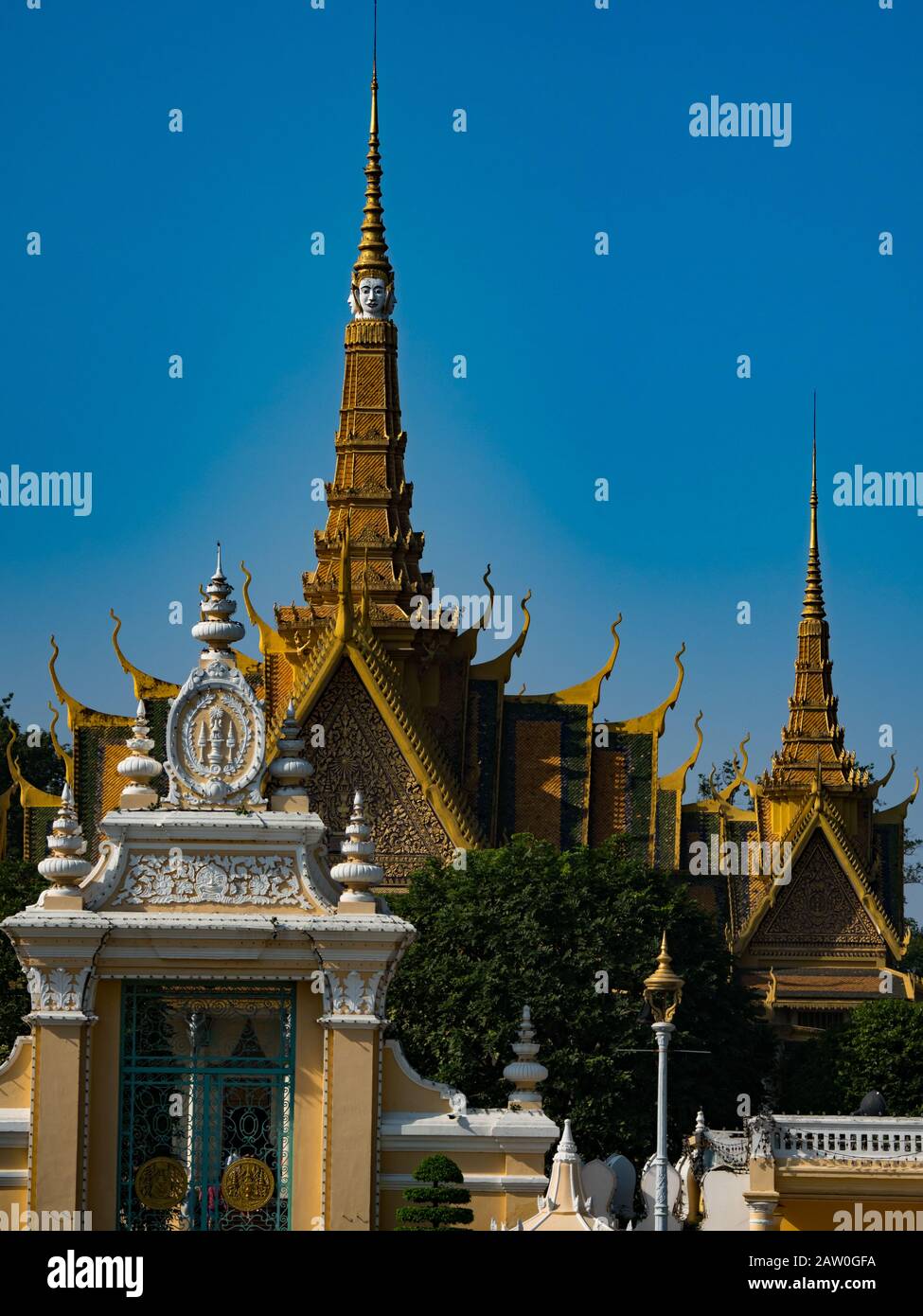 La salle du trône du palais royal des Khmers à Phnom Penh Cambodge Banque D'Images