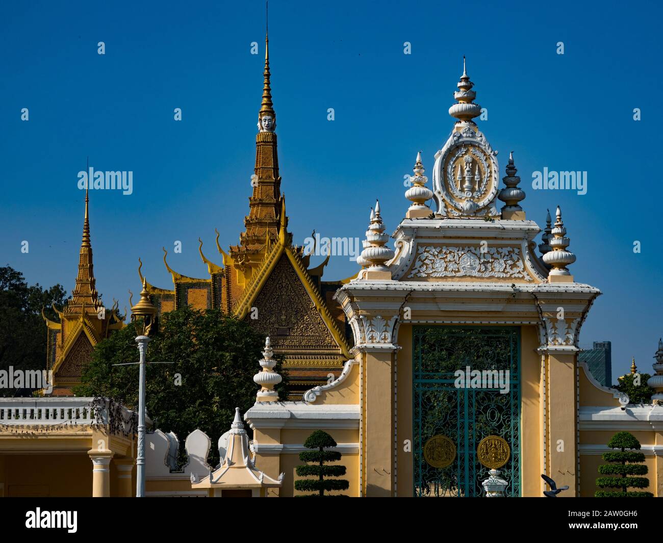 La salle du trône du palais royal des Khmers à Phnom Penh Cambodge Banque D'Images