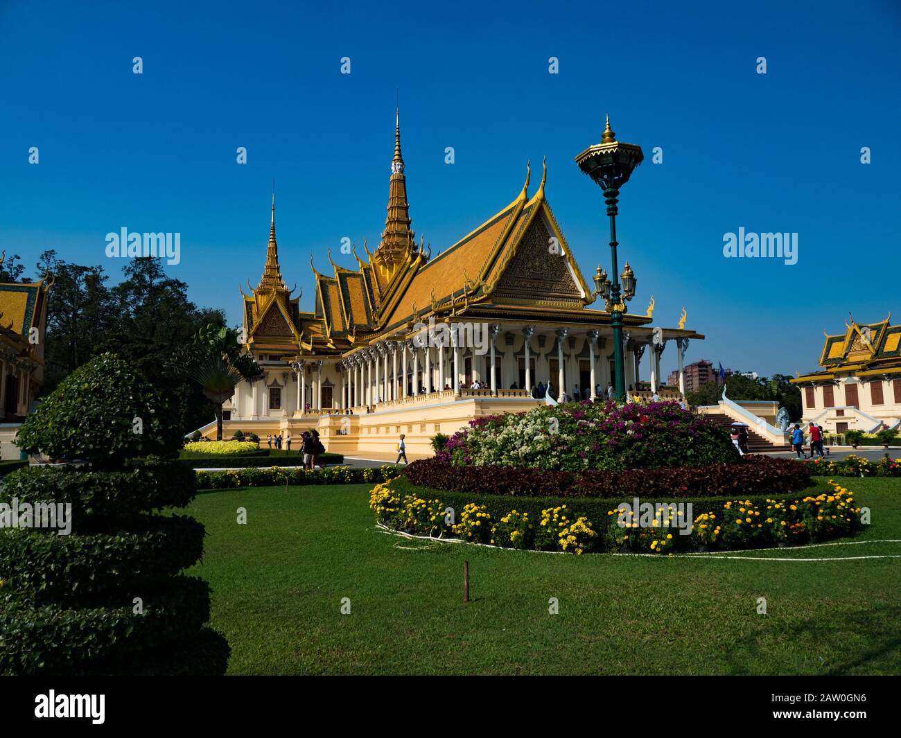 La salle du trône du palais royal des Khmers à Phnom Penh Cambodge Banque D'Images