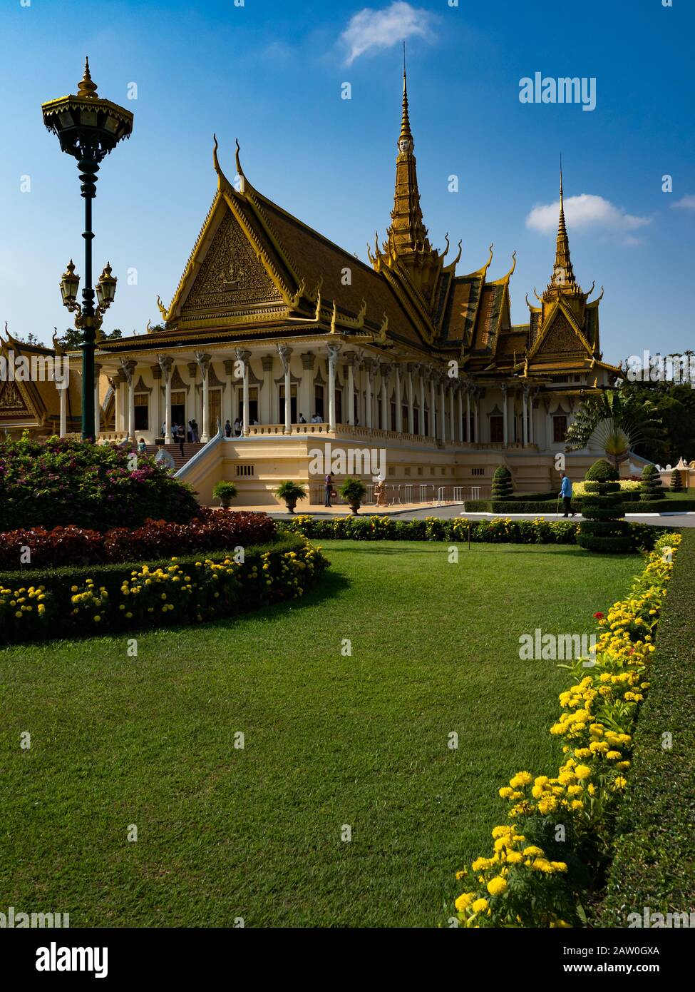 La salle du trône du palais royal des Khmers à Phnom Penh Cambodge Banque D'Images