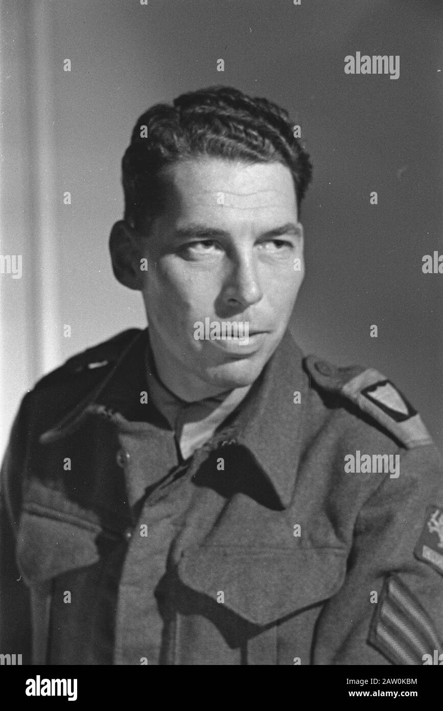HIE [Pays-Bas en Angleterre] / Anefo London Series soldat néerlandais (sergent) qui a servi dans la 8ème armée britannique Date: Février 1944 lieu: Royaume-Uni mots clés: Soldats, portraits, seconde Guerre mondiale Banque D'Images