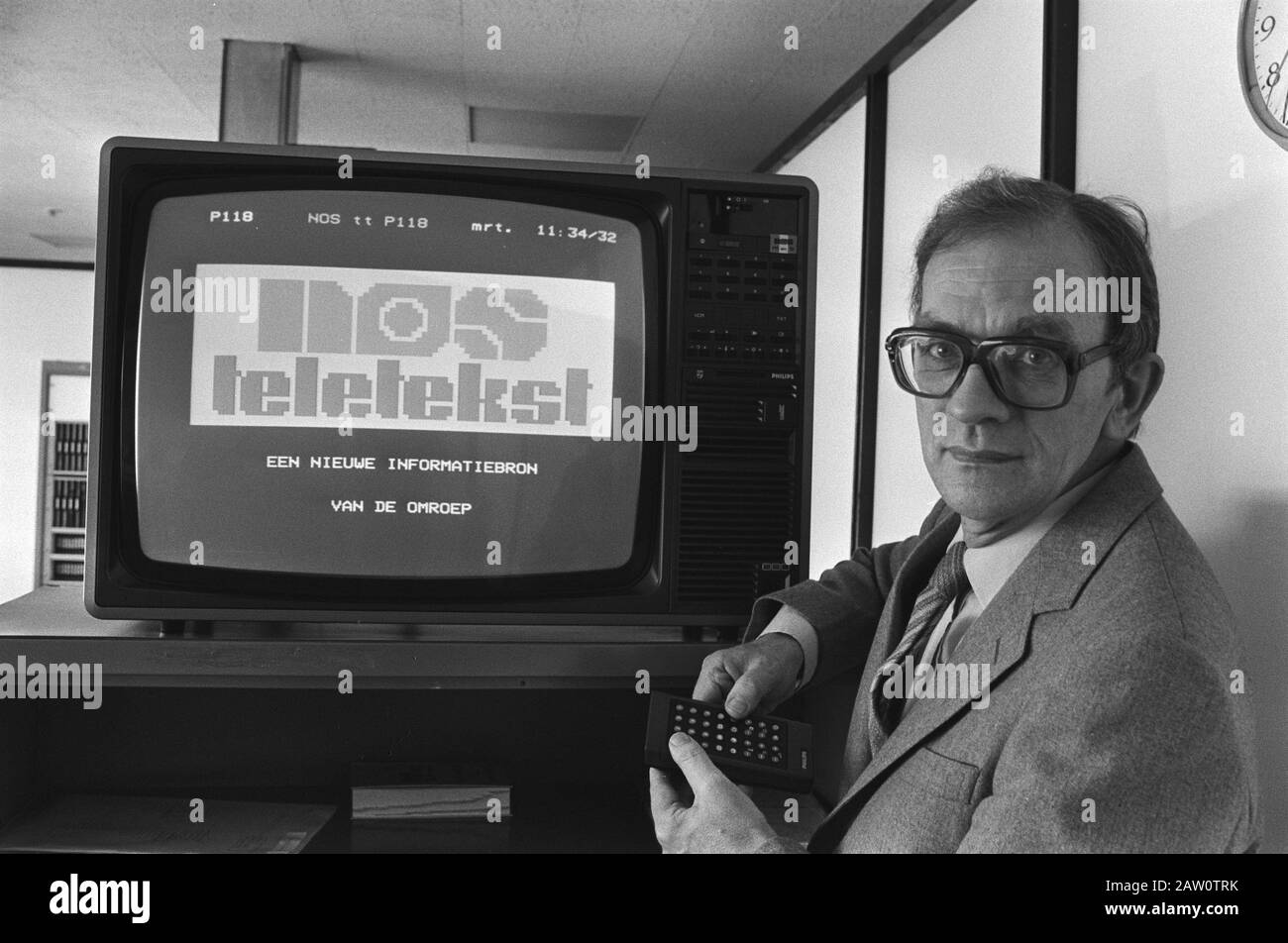 NIS commencera le 1er avril prochain projet pilote avec Teletext; projet Stokla The aankondigingigspagin Teletext Date: 24 mars 1980 mots clés: Tele Text institution Nom: Nos Banque D'Images