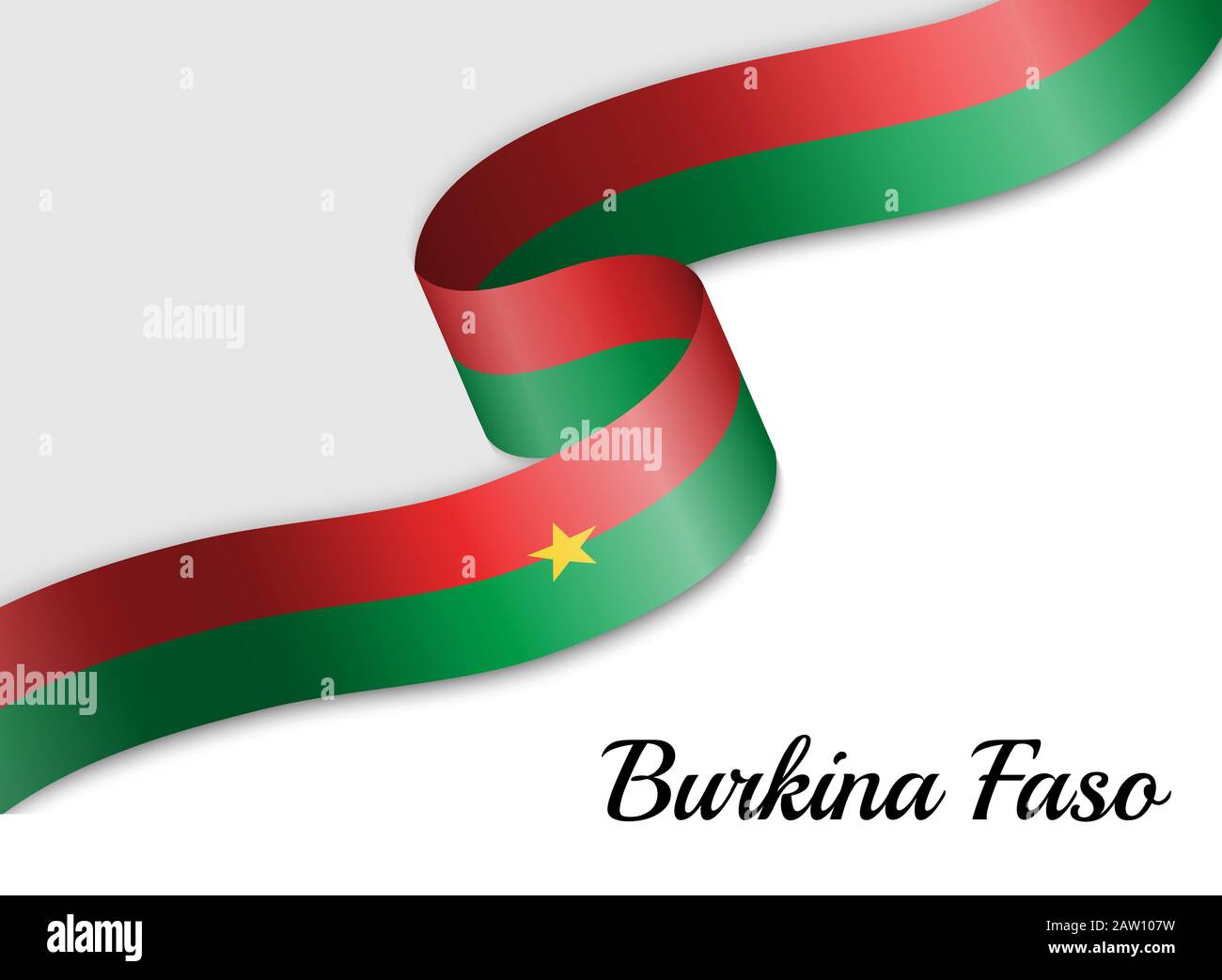 Drapeau de ruban agitant du Burkina Faso. Modèle pour la bannière de jour d'indépendance Illustration de Vecteur